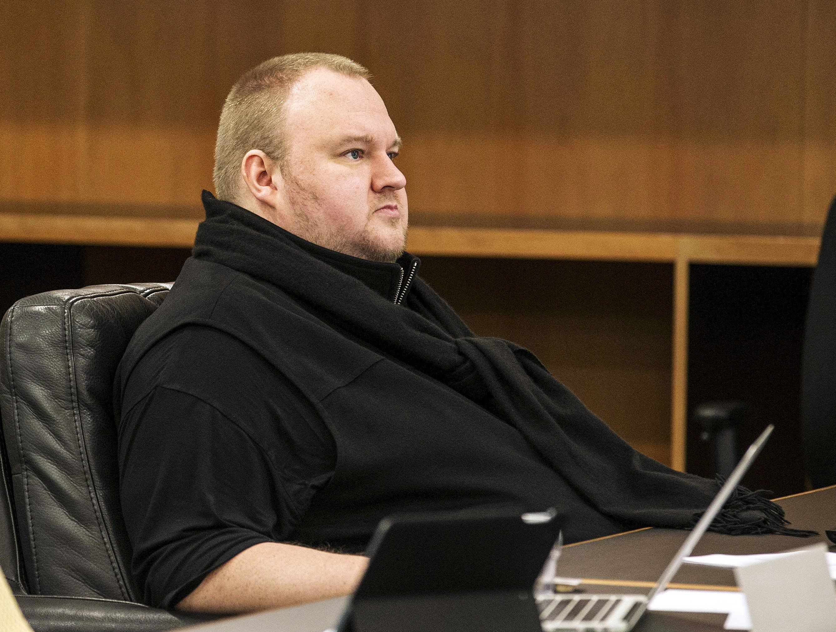 German tech entrepreneur Kim Dotcom attends a court hearing in Auckland, New Zealand