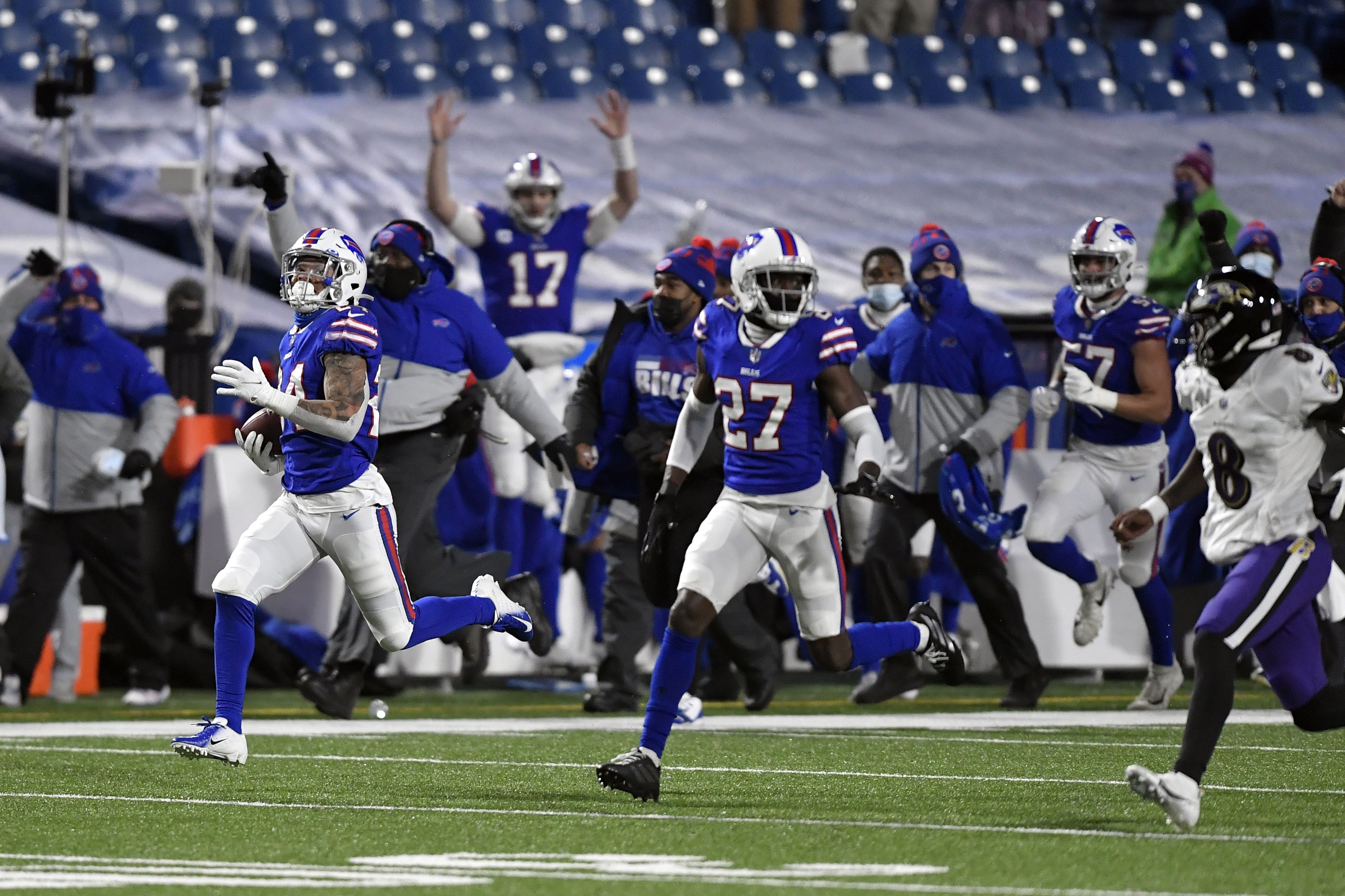 Buffalo Bills' Taron Johnson scores 101-yard pick-six!, Video, Watch TV  Show