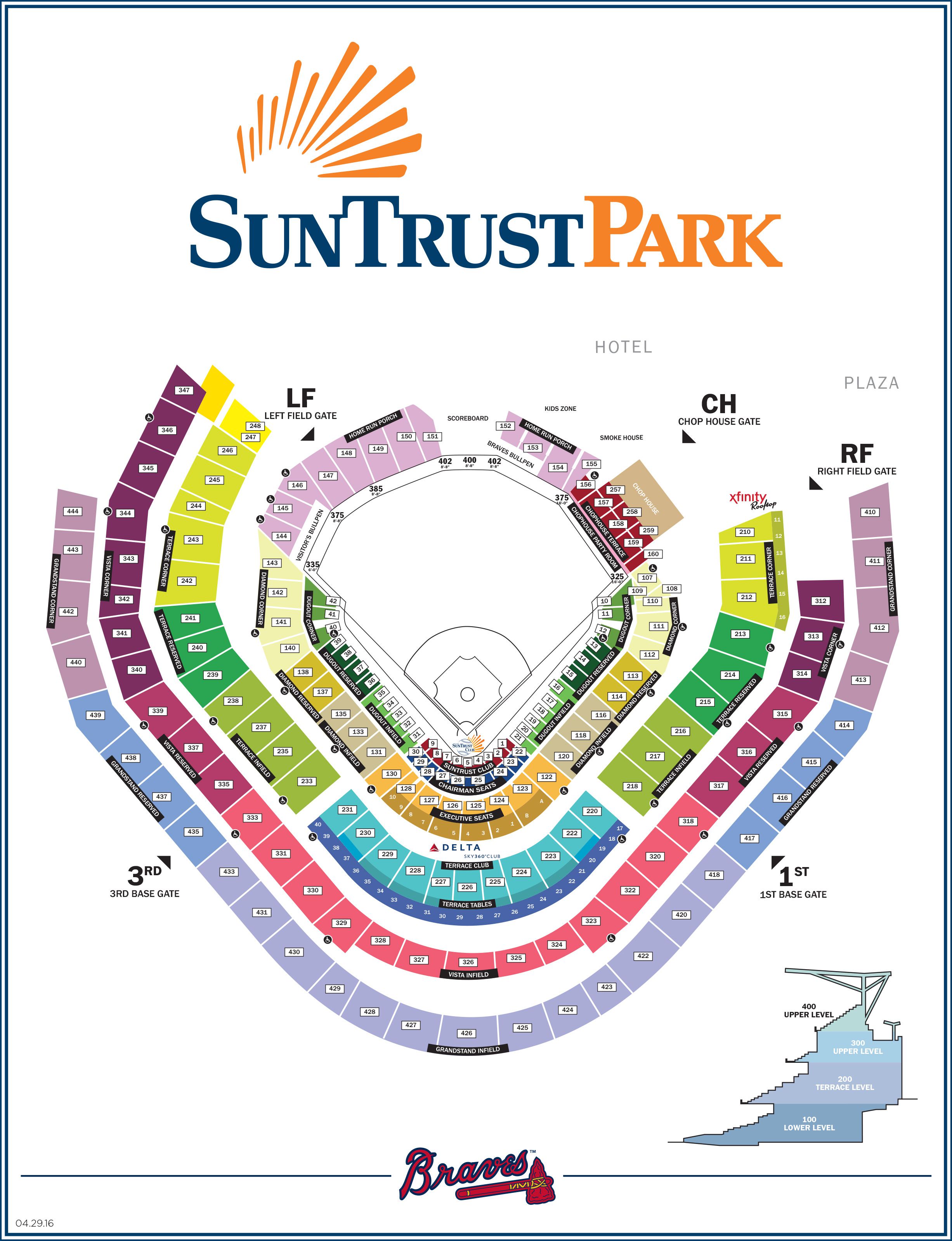 SunTrust Park seating chart, gates and entrances map