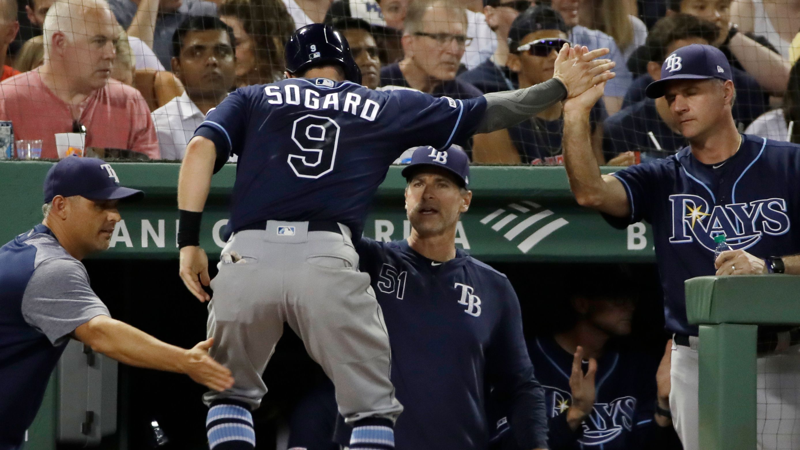 THIS: Rays, Red Sox celebrate wins in the outfield 
