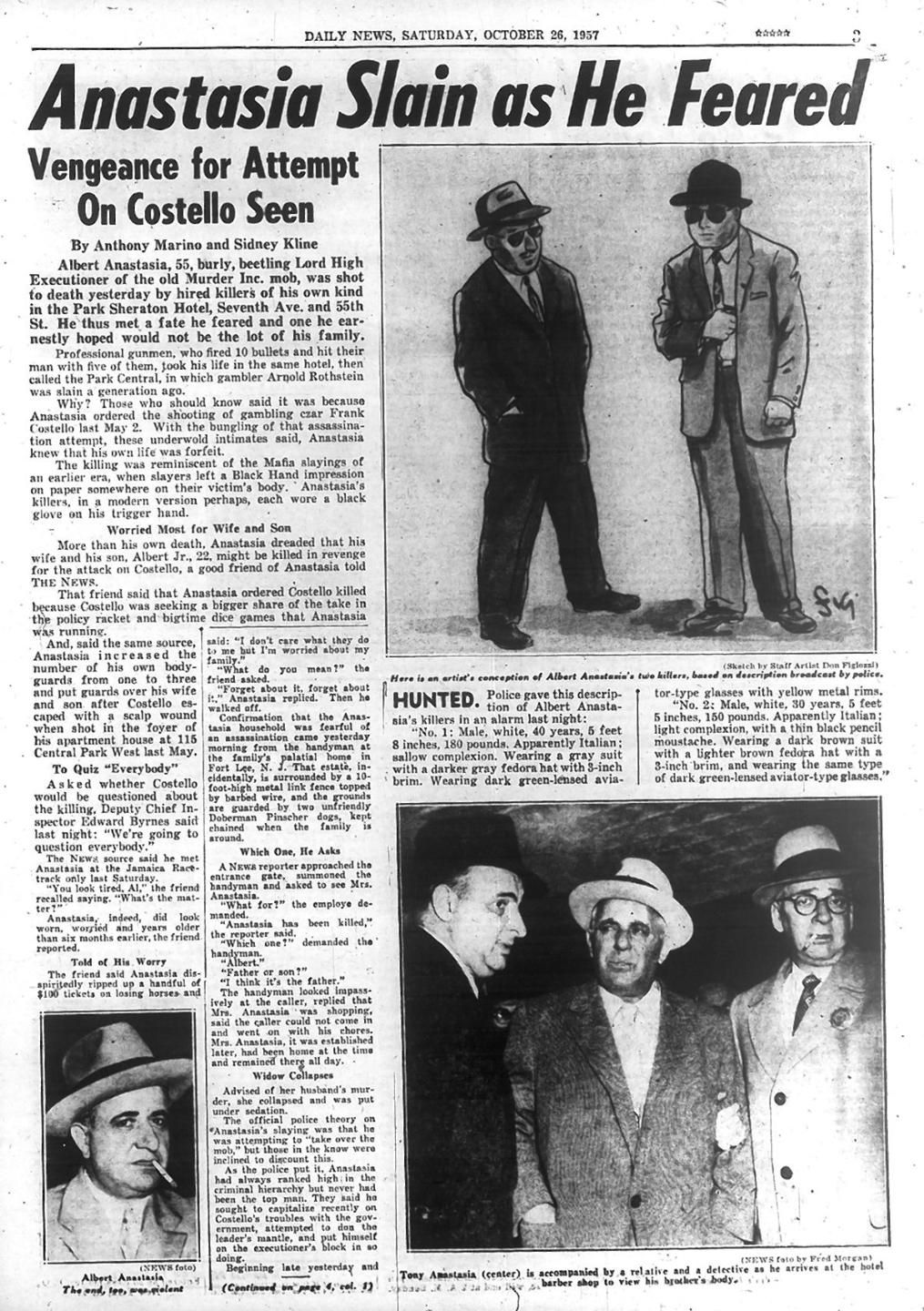 article MOST NOTORIOUS CRIMES Albert Anastasia original ONE page PHOTO 