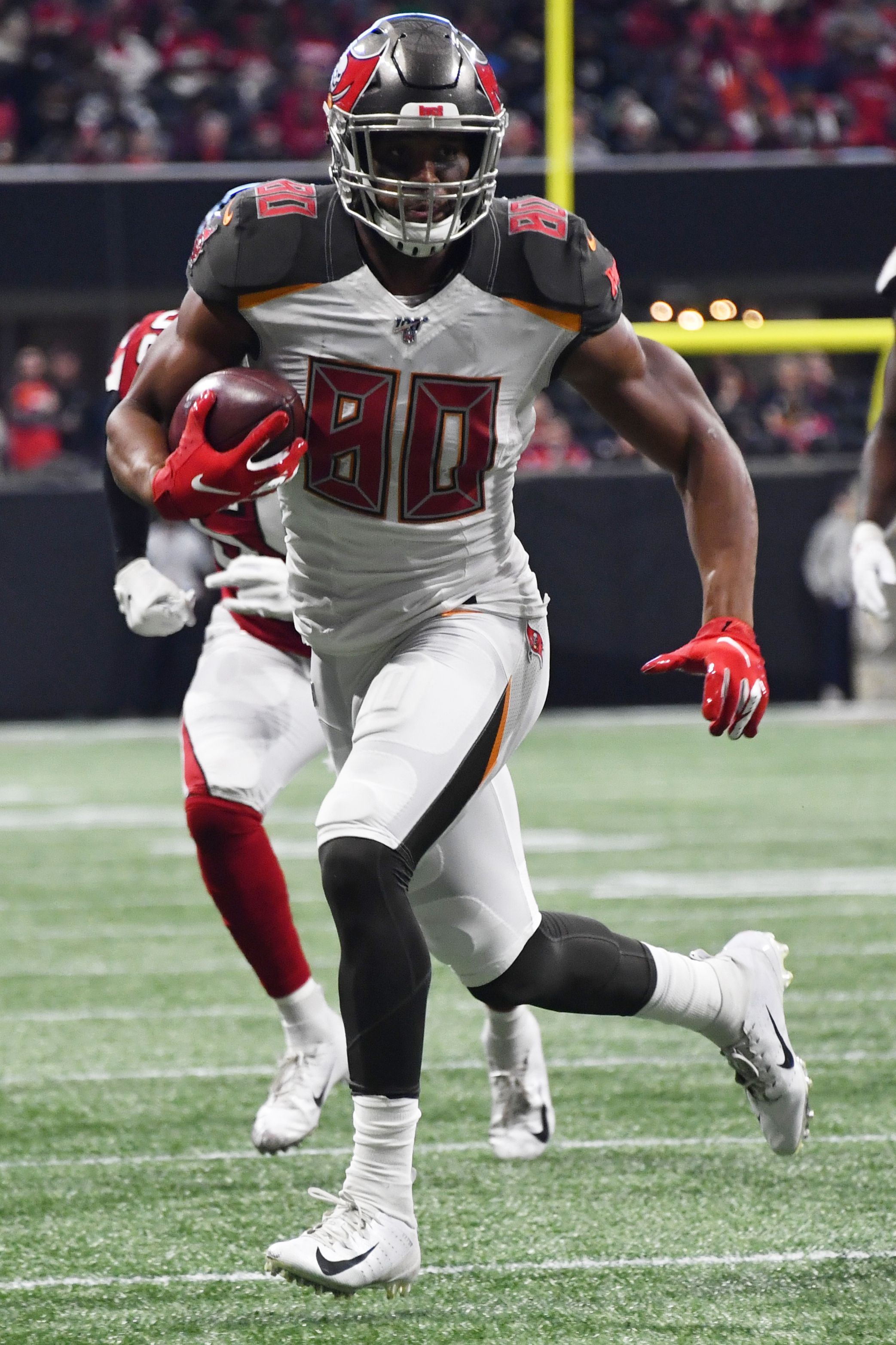 Atlanta Falcons cornerback Desmond Trufant (21) celebrates an interception  against the Tampa Bay Buccaneers during the first half of an NFL football  game, Sunday, Nov. 24, 2019, in Atlanta. (AP Photo/John Bazemore