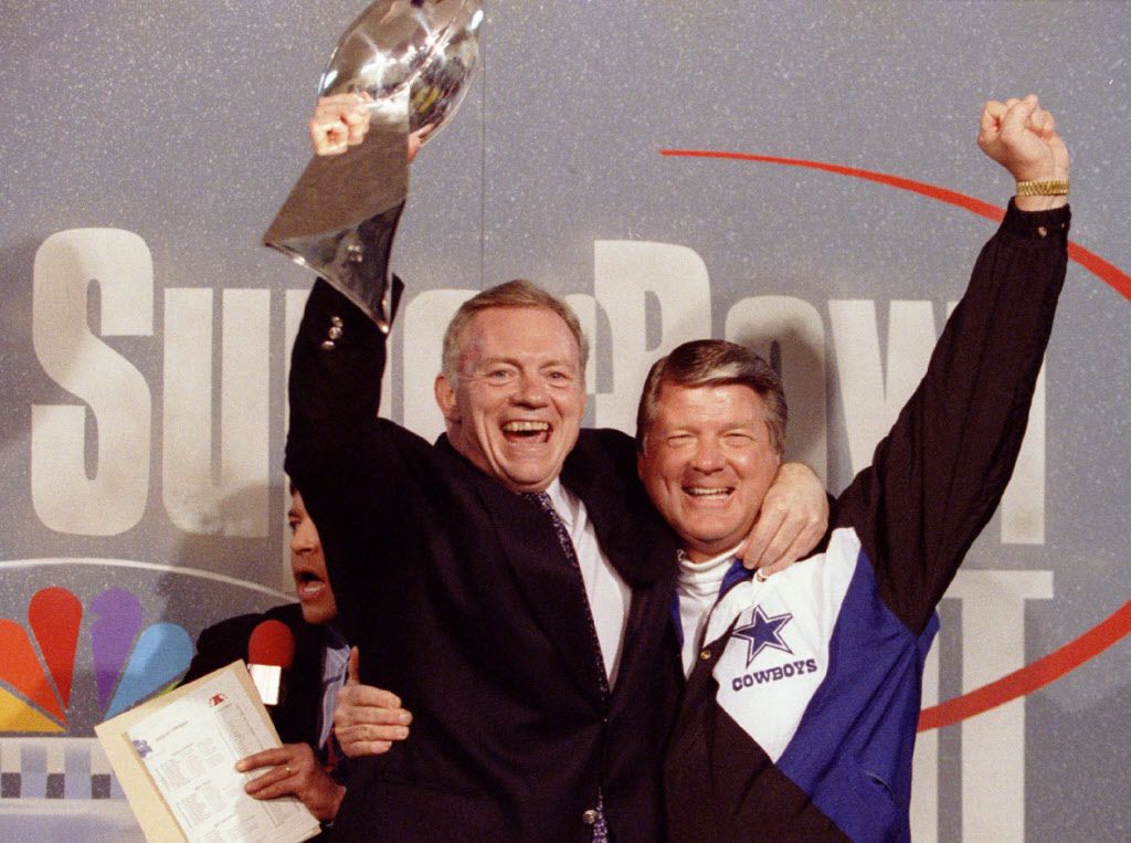 President Bill Clinton Jerry Jones Jimmy johnson and Troy Aikman