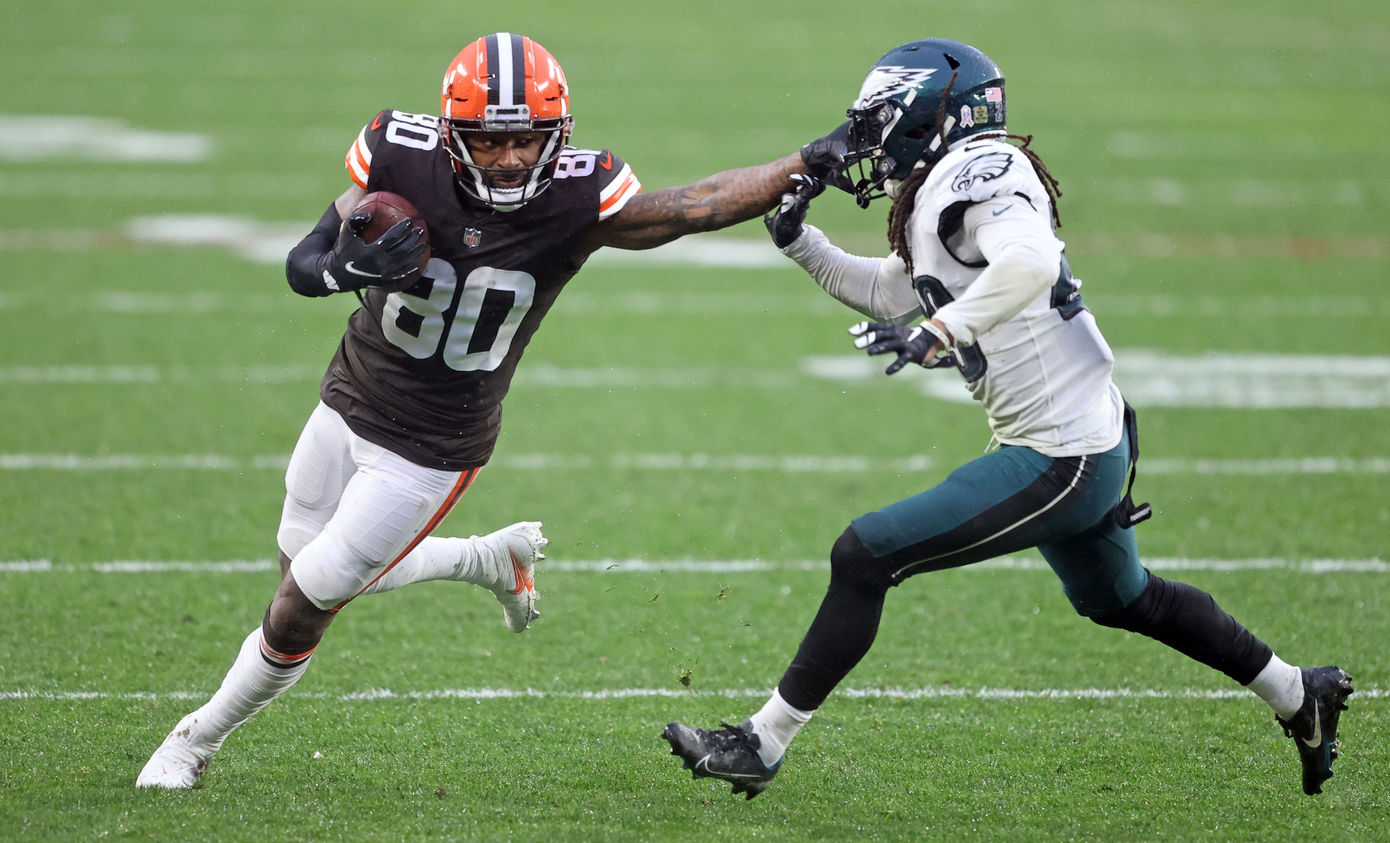 Watch as Cleveland Browns turn M.J. Stewart's INT into points with a Jarvis  Landry TD run 