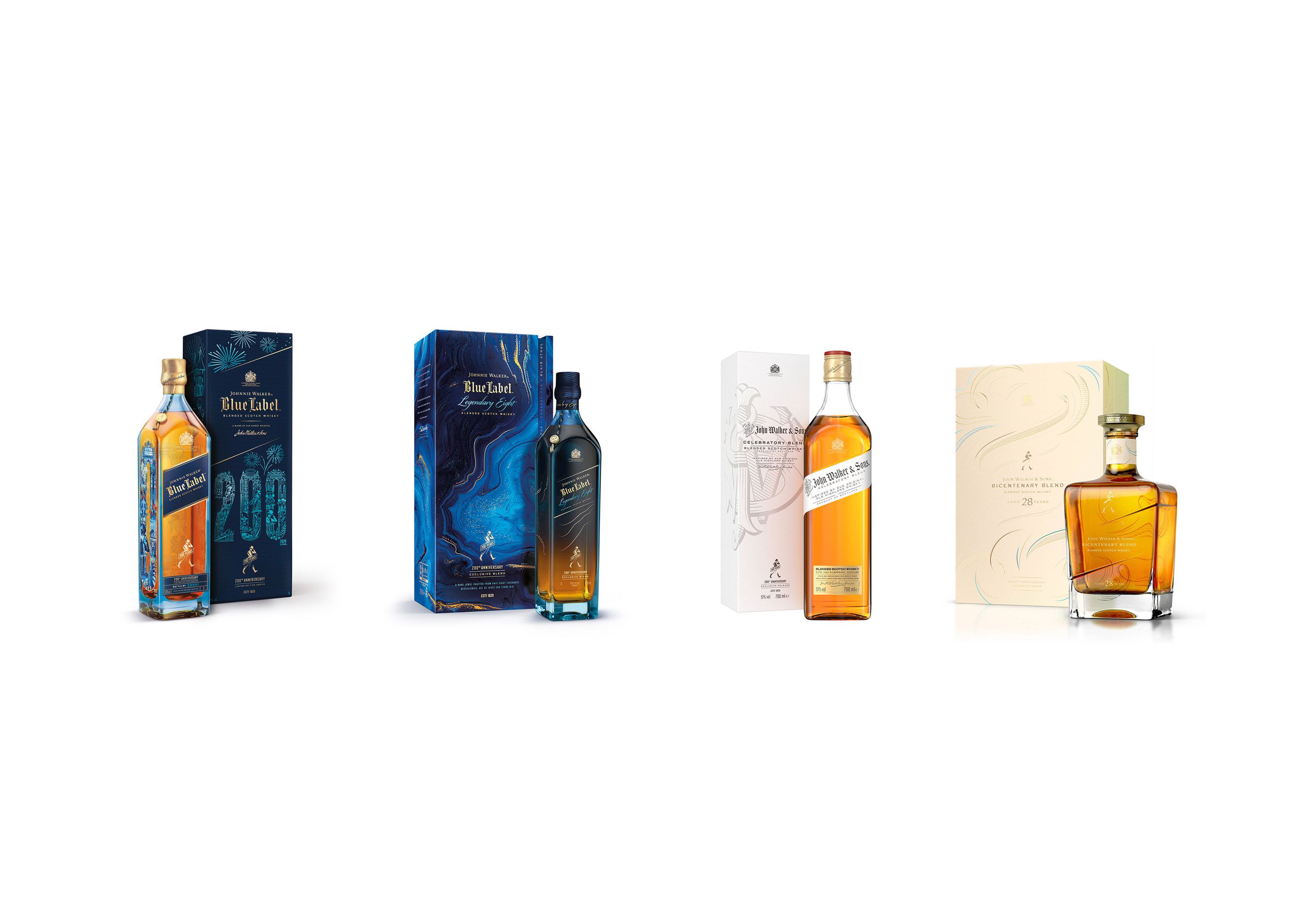 Johnnie Walker releases 4 new whiskeys celebrating 200th