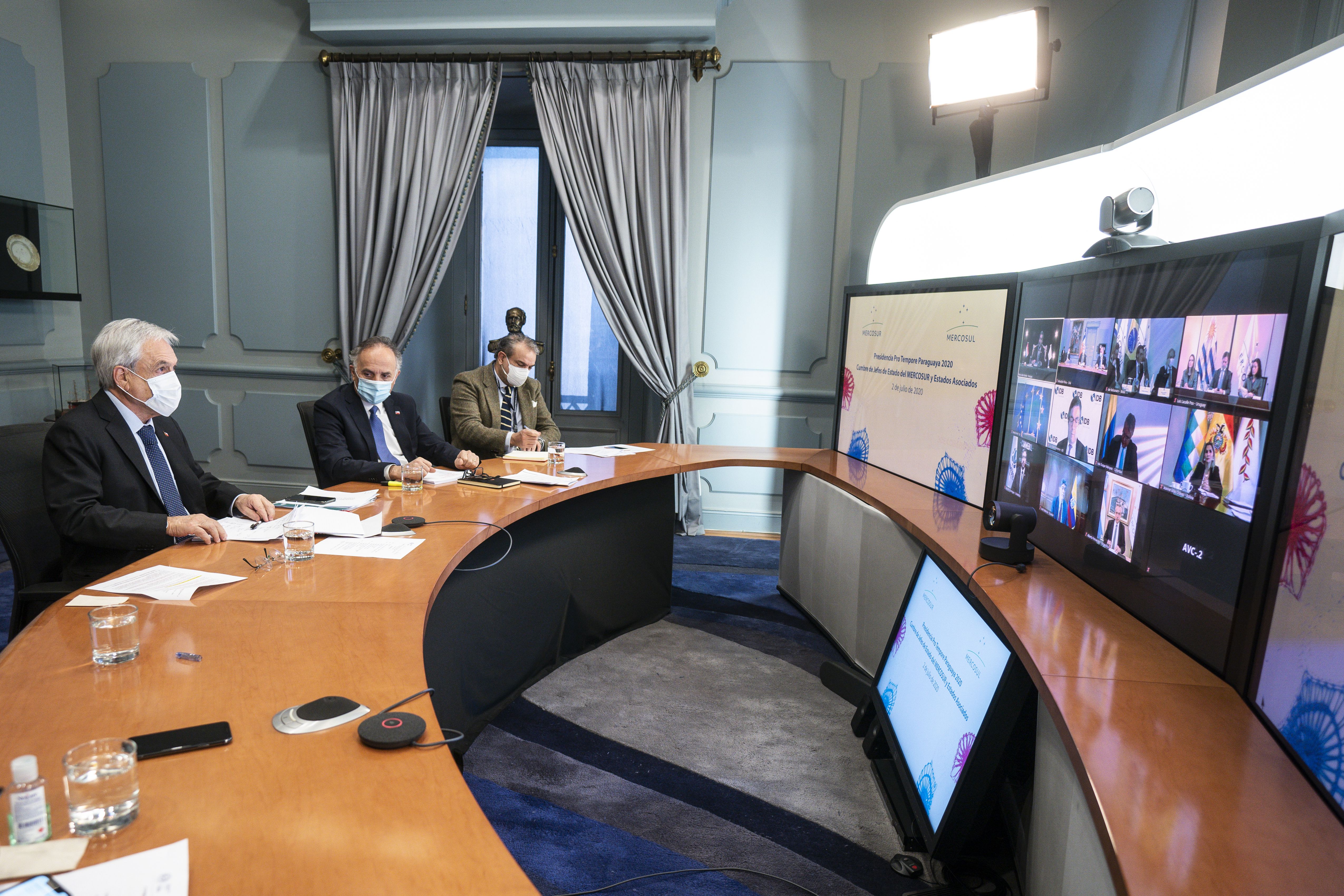 Presidente Piñera participa por videoconferencia en cumbre de Jefes de Estado del Mercosur y Estados asociados. Foto: Prensa Presidencia.