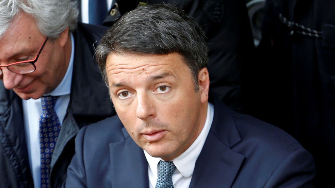 FILE PHOTO: PD party leader Matteo Renzi gestures during a political rally in Naples