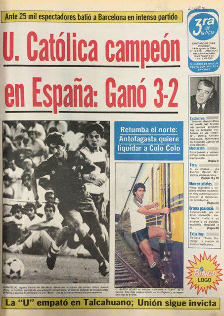 Barcelona 3-2 Universidad Católica. La Tercera, 1984