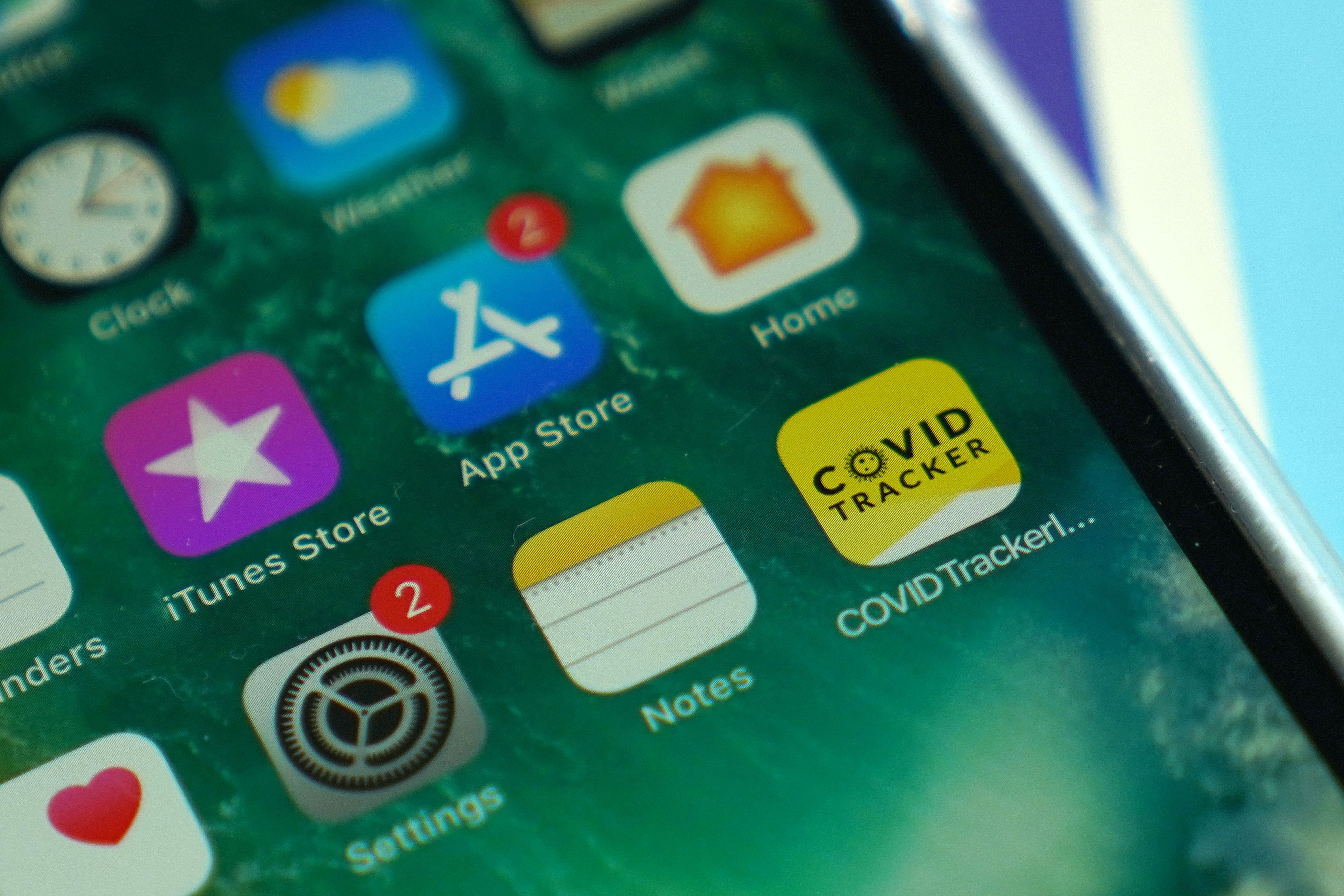 A photo illustration shows the Covid Tracker Ireland app in Galway