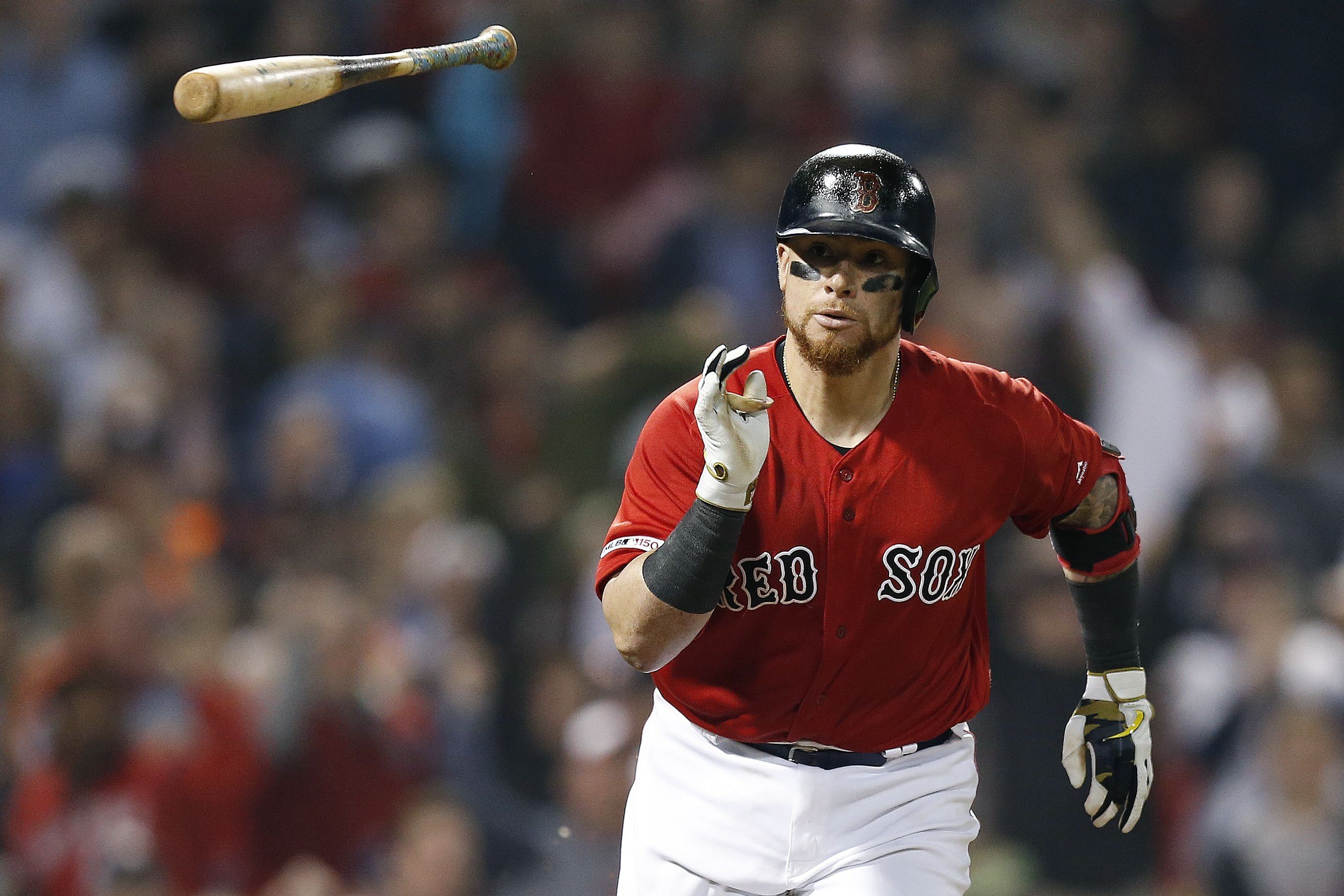 Christian Vázquez was on the field readying for the Red Sox' game