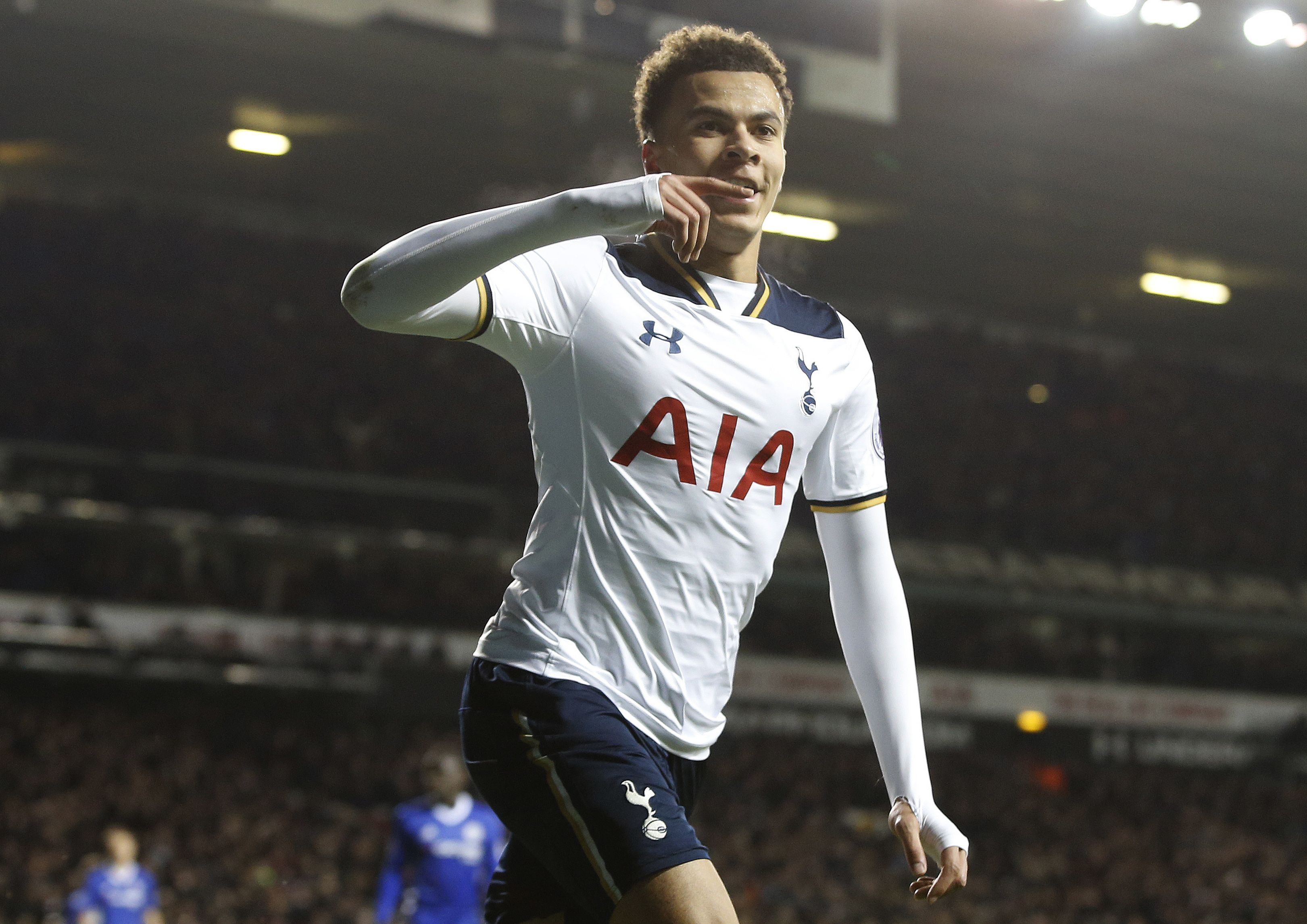 Tottenham's Dele Alli celebrates scoring a goal during the English Pr