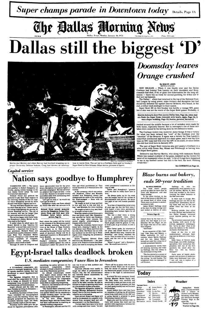 How The Dallas Morning News covered Super Bowl XII: Cowboys 27, Broncos 10