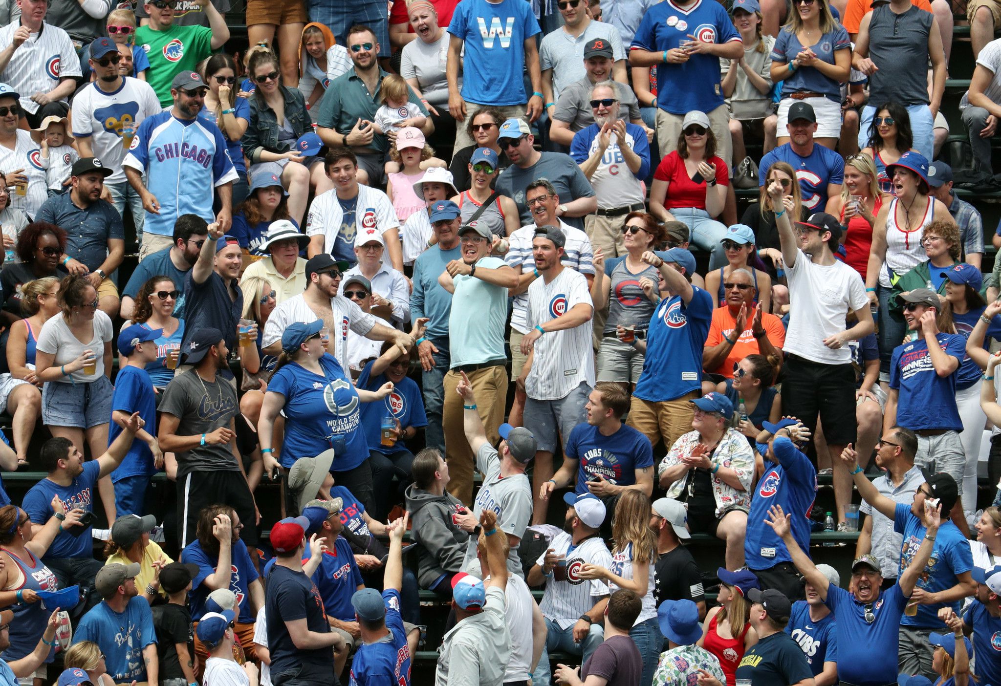 baseball fans cheering