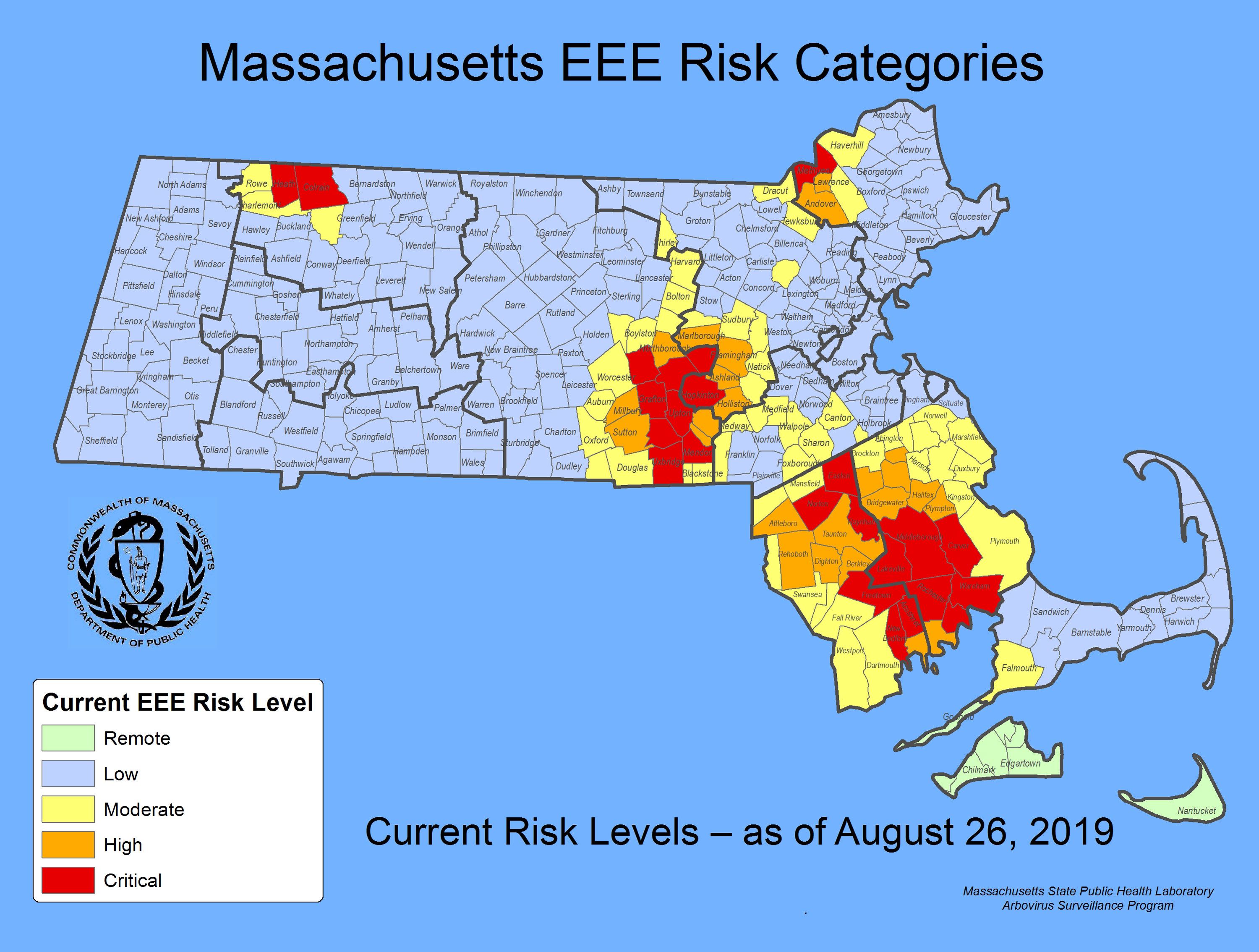 Eastern Equine Encephalitis Map State Officials Elevate Eee Risk For Methuen To Critical - The Boston Globe