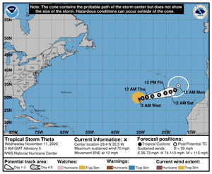 Tropical Storm Eta track update: A big path shift east; tropical storm  warnings issued for Florida's west coast 