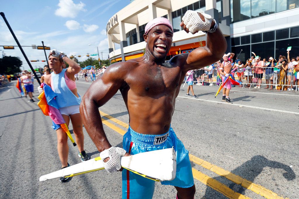 Dancing cowboys at the Gay Pride Parade Dallas Texas Stock Photo - Alamy