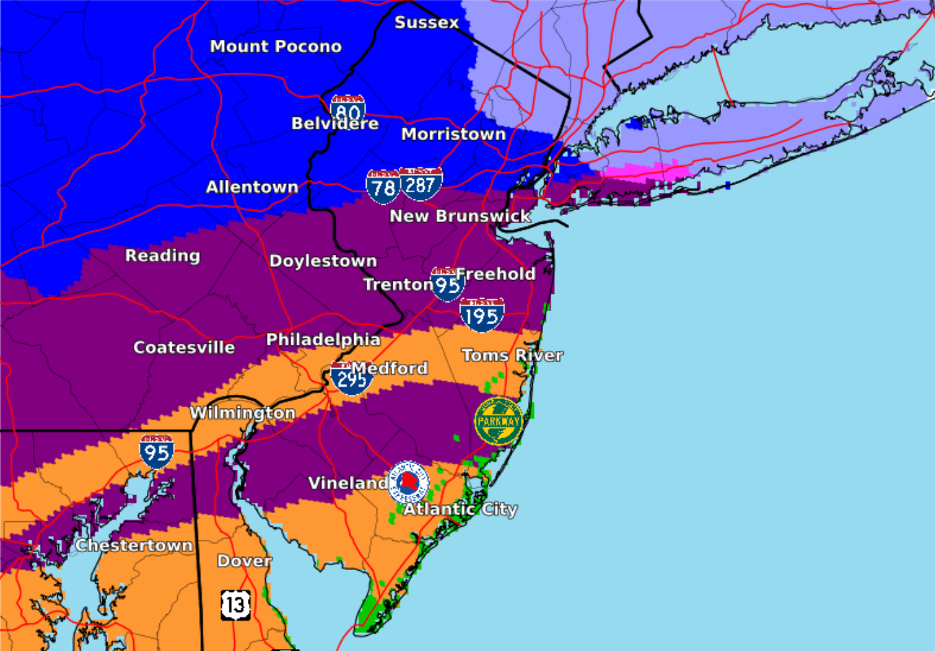 N.J. weather Forecasters worried about possible ice storm on