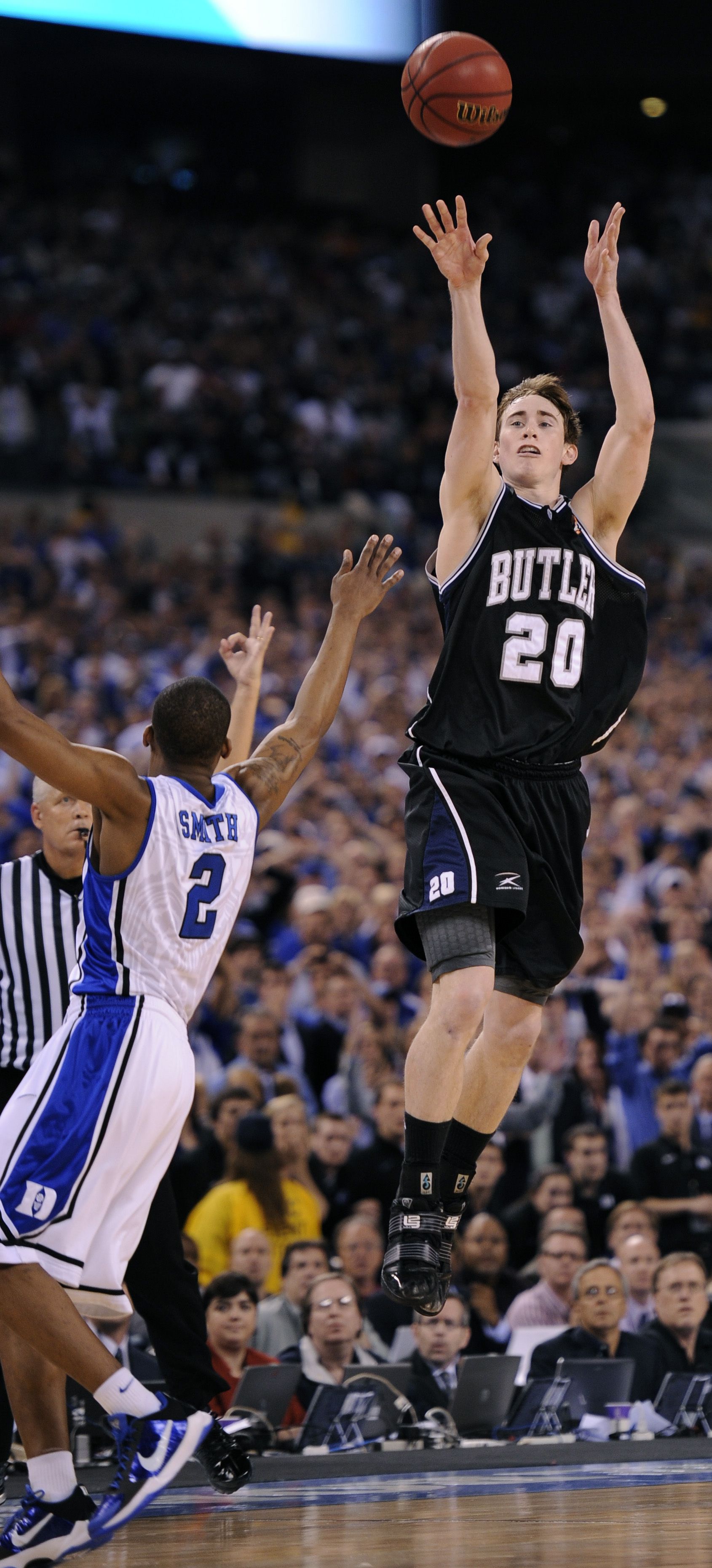 Andre Dawkins of the Duke Blue Devils celebrates after he was