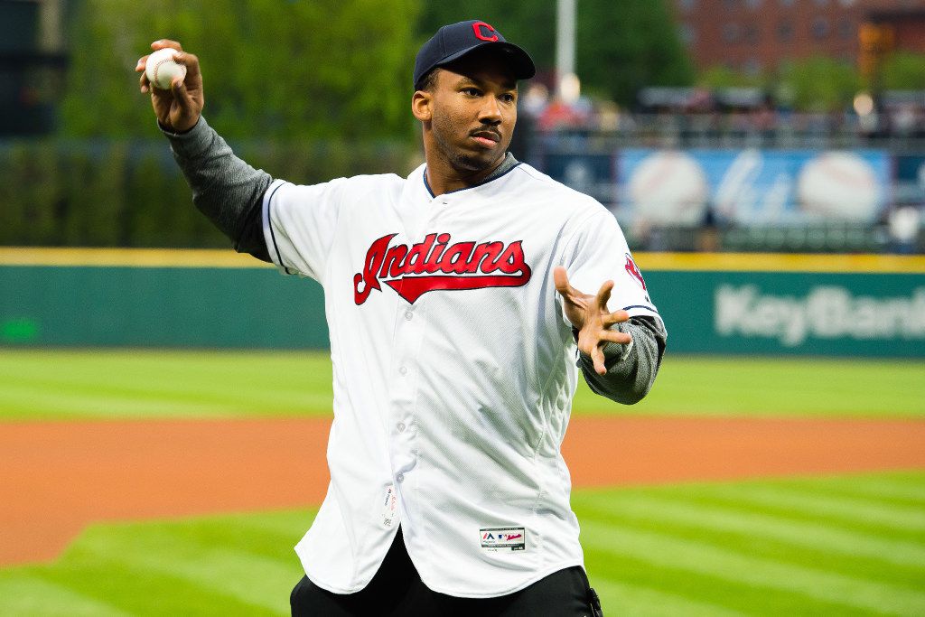 Watch: Myles Garrett brings the heat for his first pitch in Cleveland