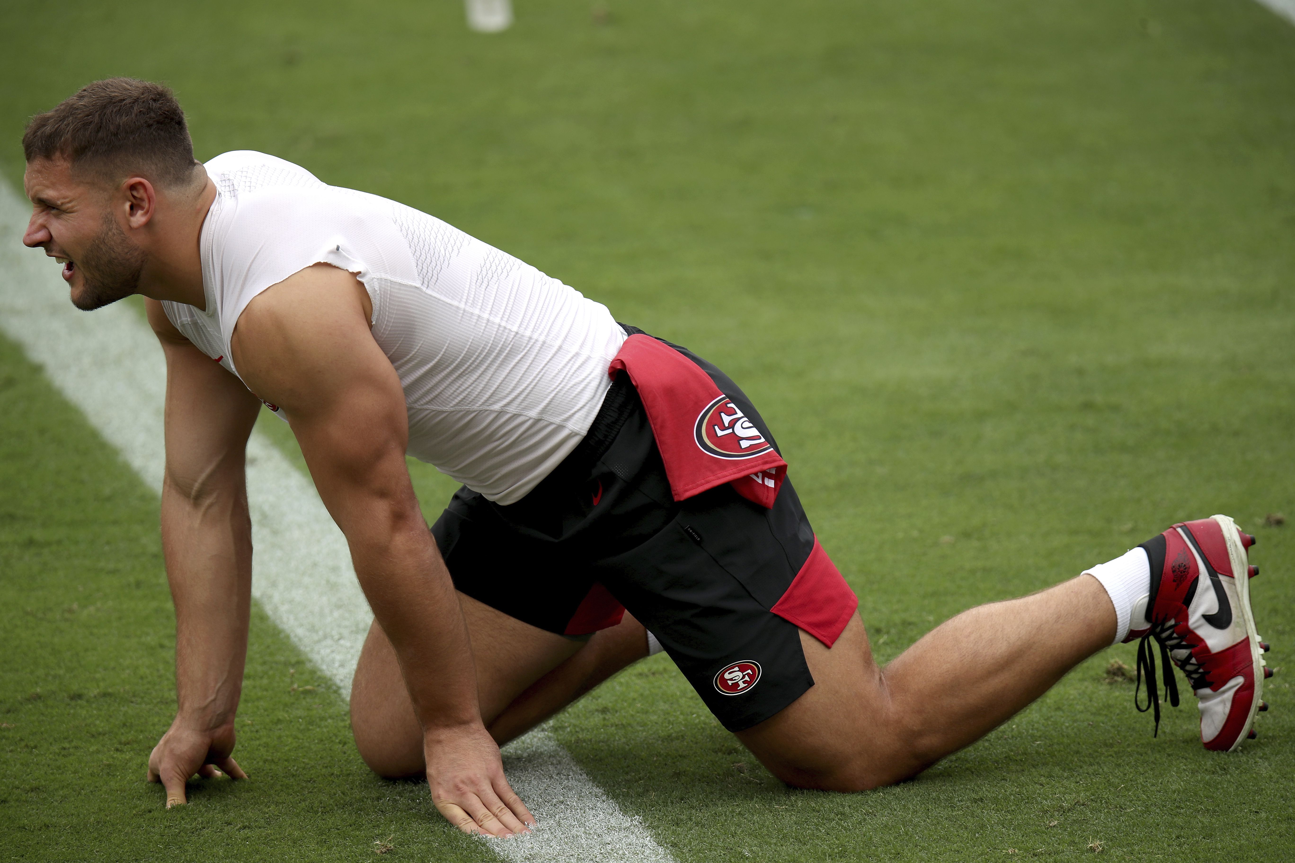 San Francisco 49ers defensive end Nick Bosa carted off the field with  apparent injury