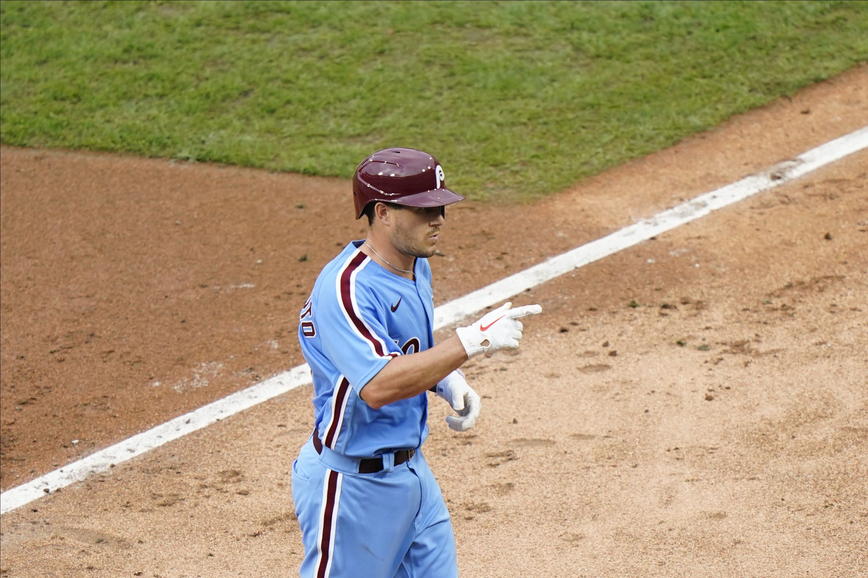 J.T. Realmuto Philadelphia Phillies Unsigned Batting in White Jersey Photograph