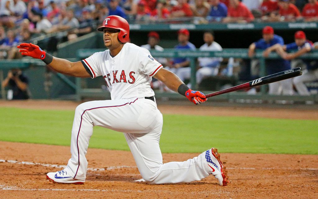 Photo: Red Sox Beltre Goes to His Knee Swinging Against the