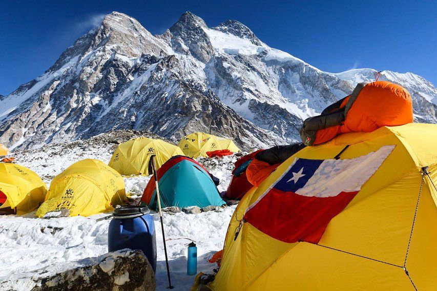 Carpa de Juan Pablo Mohr en el campamento base del K2. Foto: Instagram de J.P. Mohr.