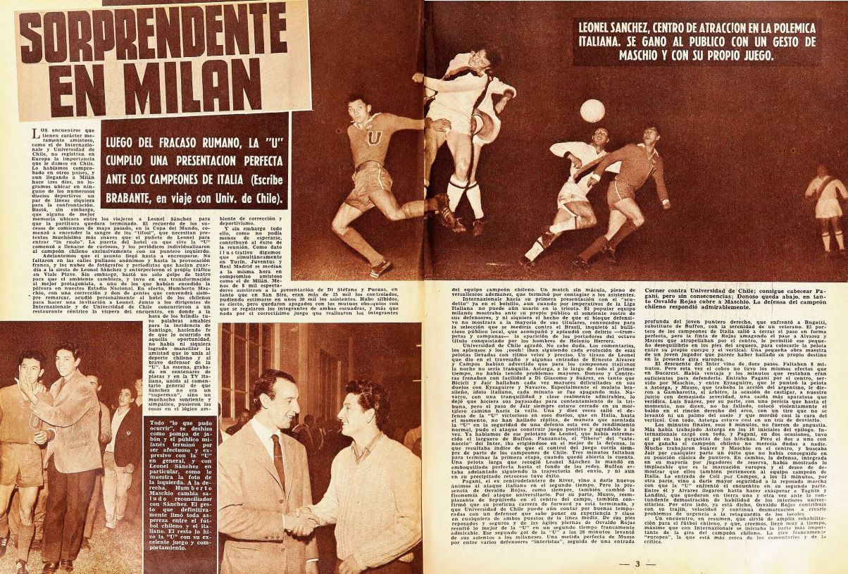 Revista Estadio 1963: la U le gana al Inter en Milán