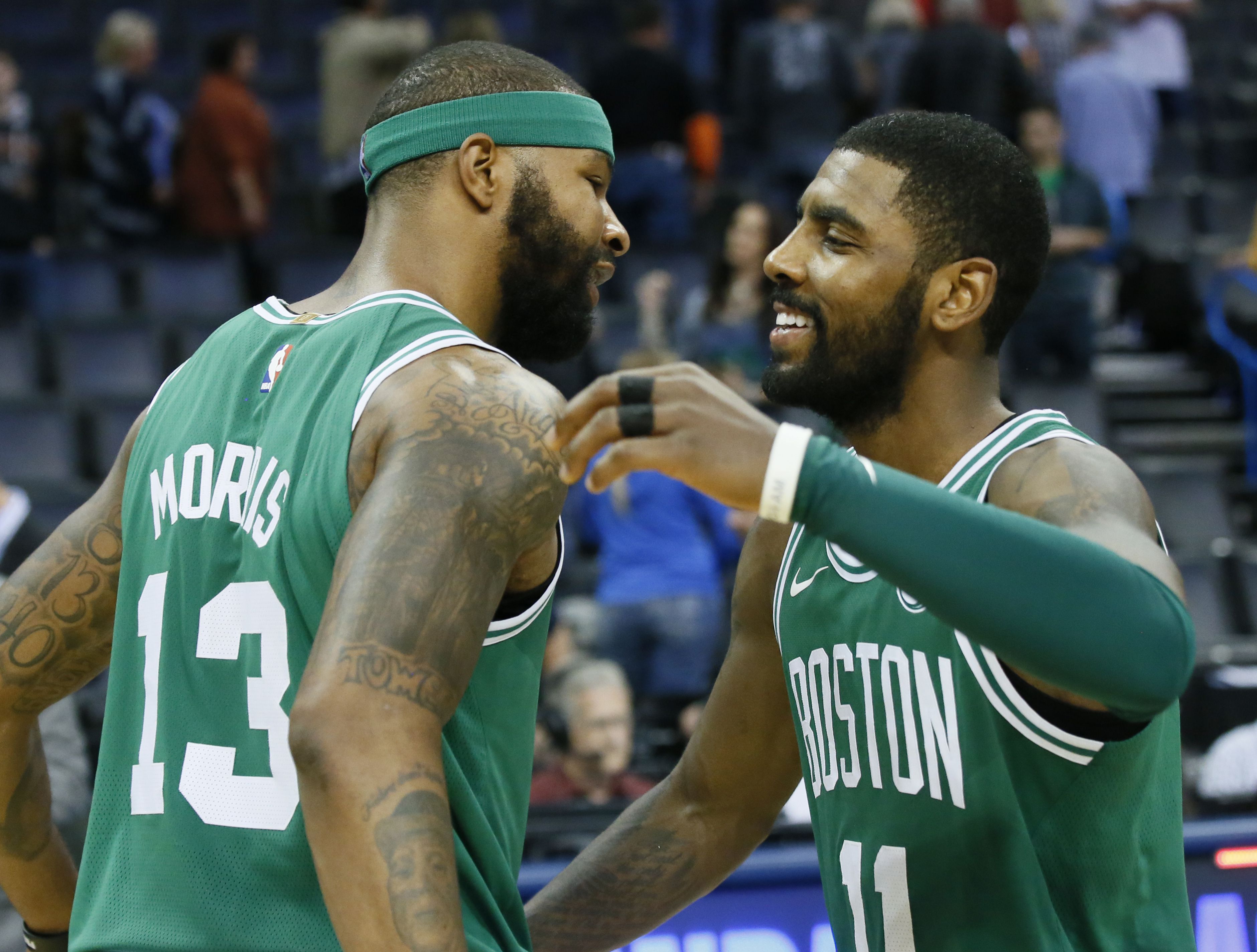 Marcus Morris jabs at former Boston Celtics teammate Kyrie Irving
