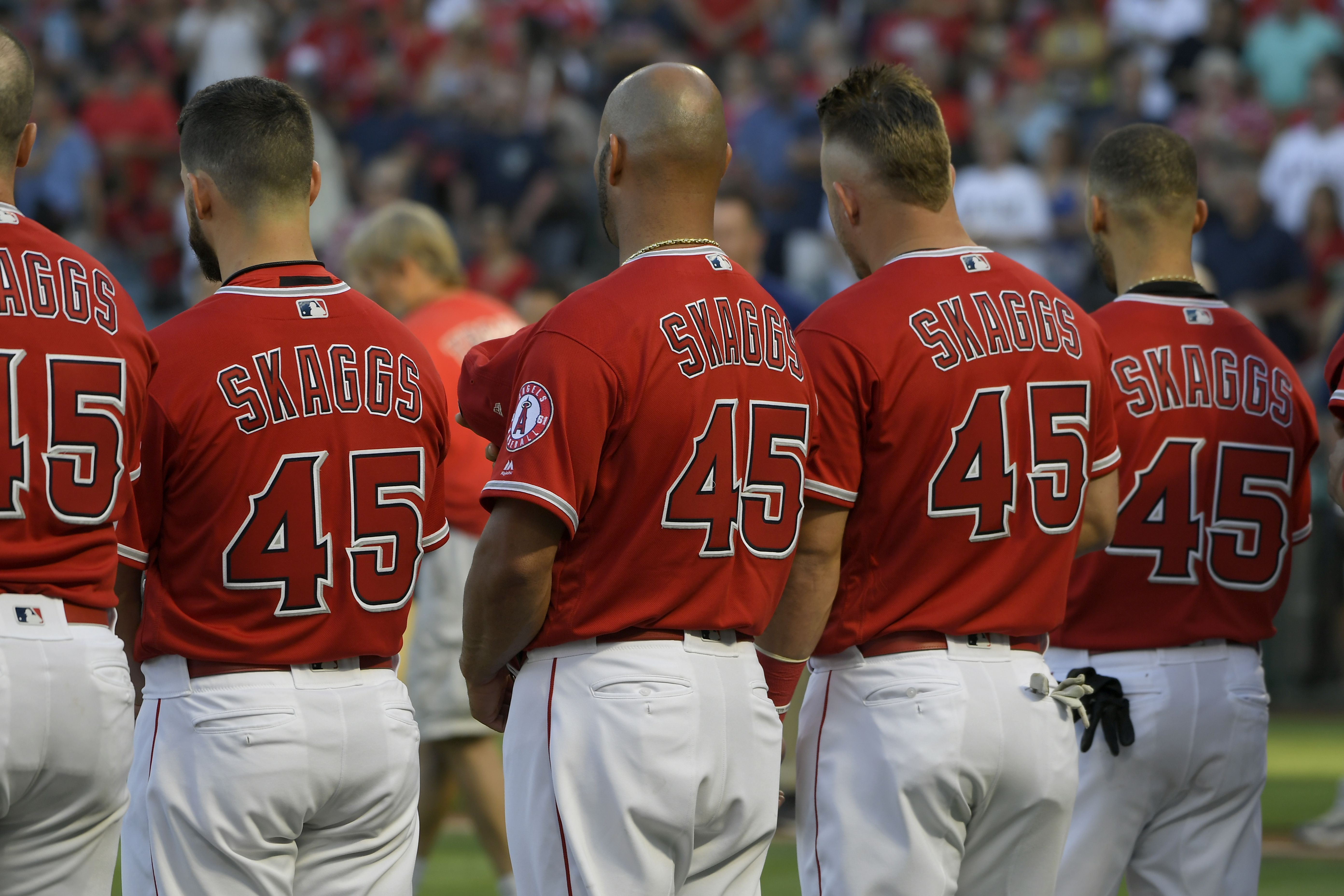 Mike Trout Honors Tyler Skaggs at All-Star Game with No. 45 Jersey