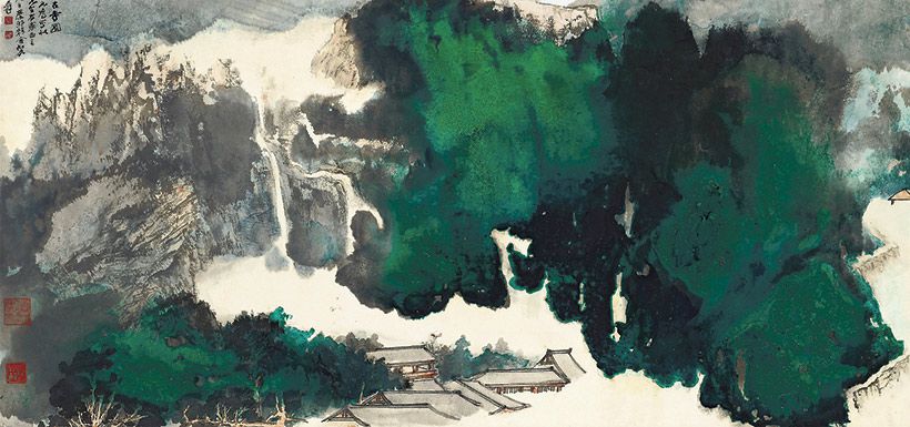 Ancient Temple In The Mist, Zhang Daqian