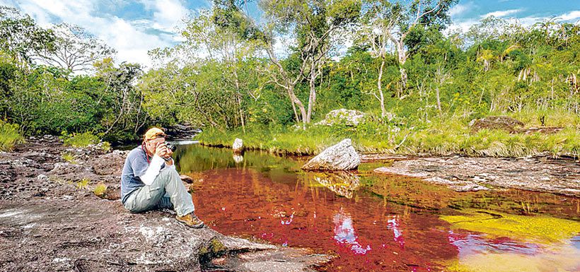 l río Caño Cristales, ubicado en la sierra de la Macarena, en el departamento del Meta.