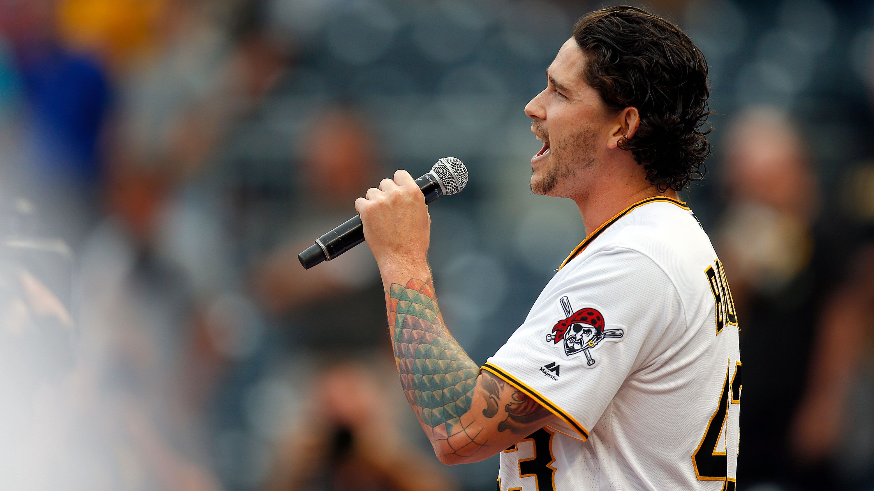 Performing Tuesday's national anthem at PNC Park was none other than  Pirates pitcher Steven Brault