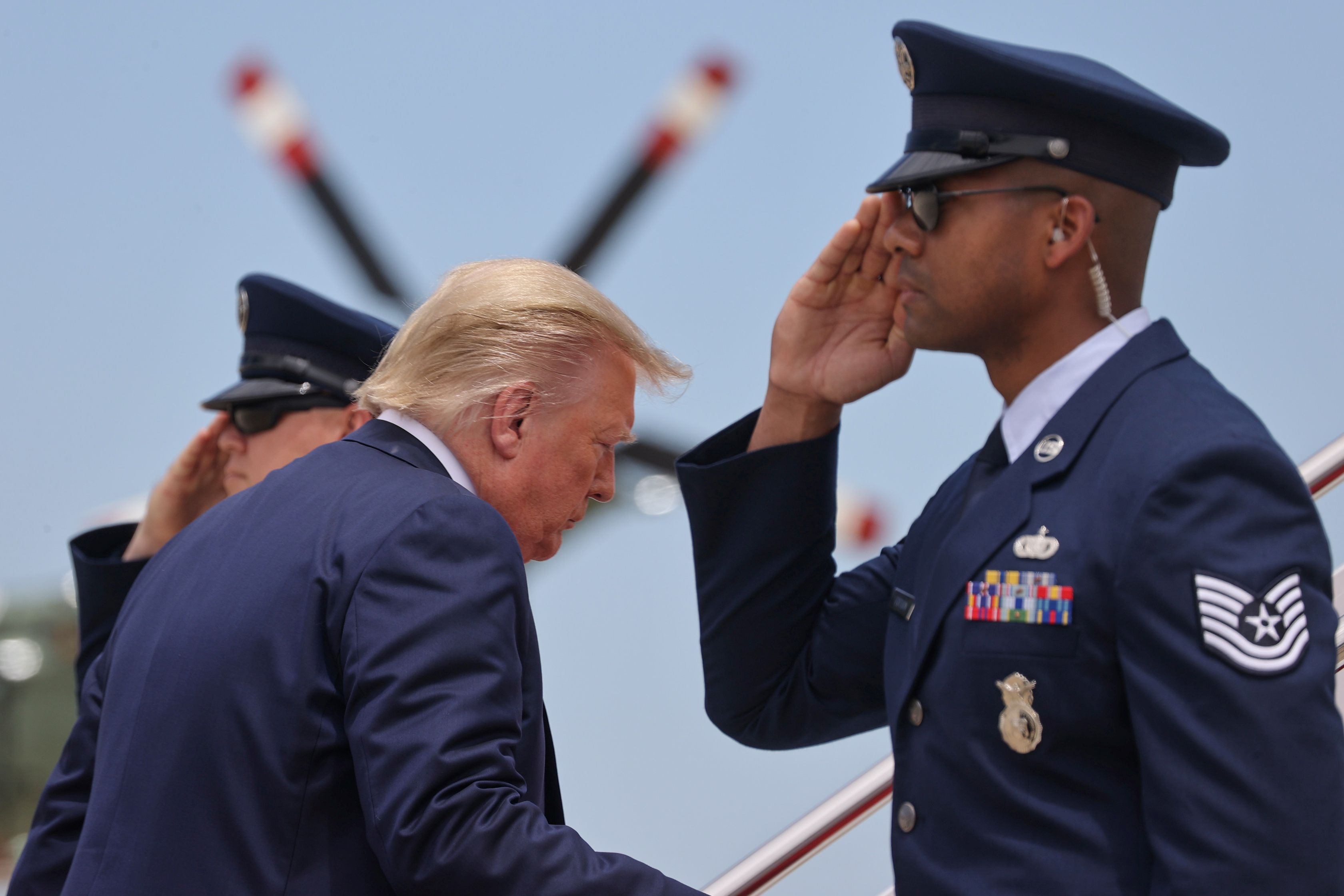 Trump boards Air Force One to travel to Florida to observe the launch of a SpaceX Crew Dragon spacecraft, from Joint Base Andrews, Maryland