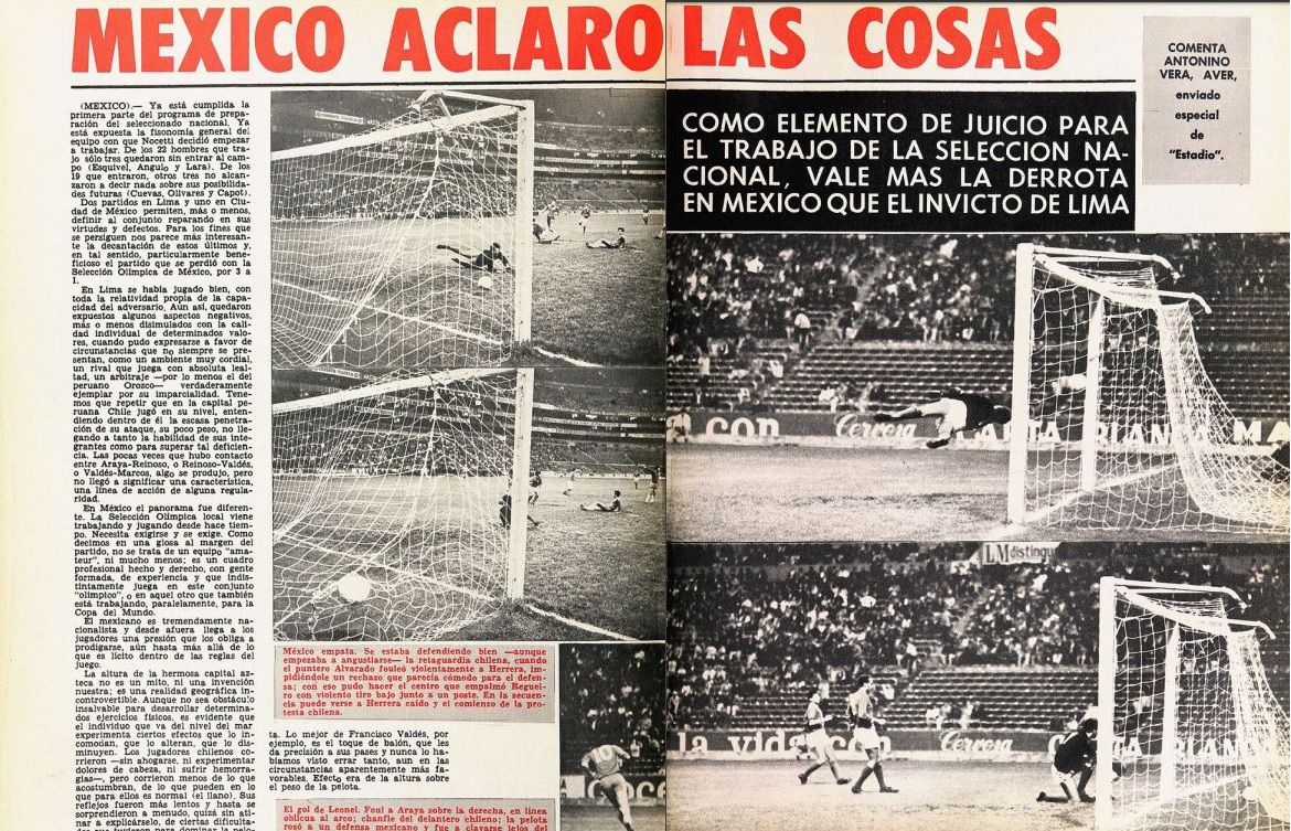 México 3-1 Chile, Estadio Azteca, 1968. Revista Estadio