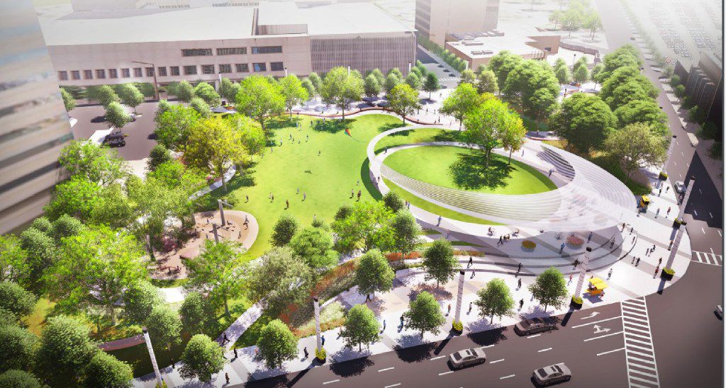 Dallas set to un-pave a parking lot, and put a park downtown with $15M gift