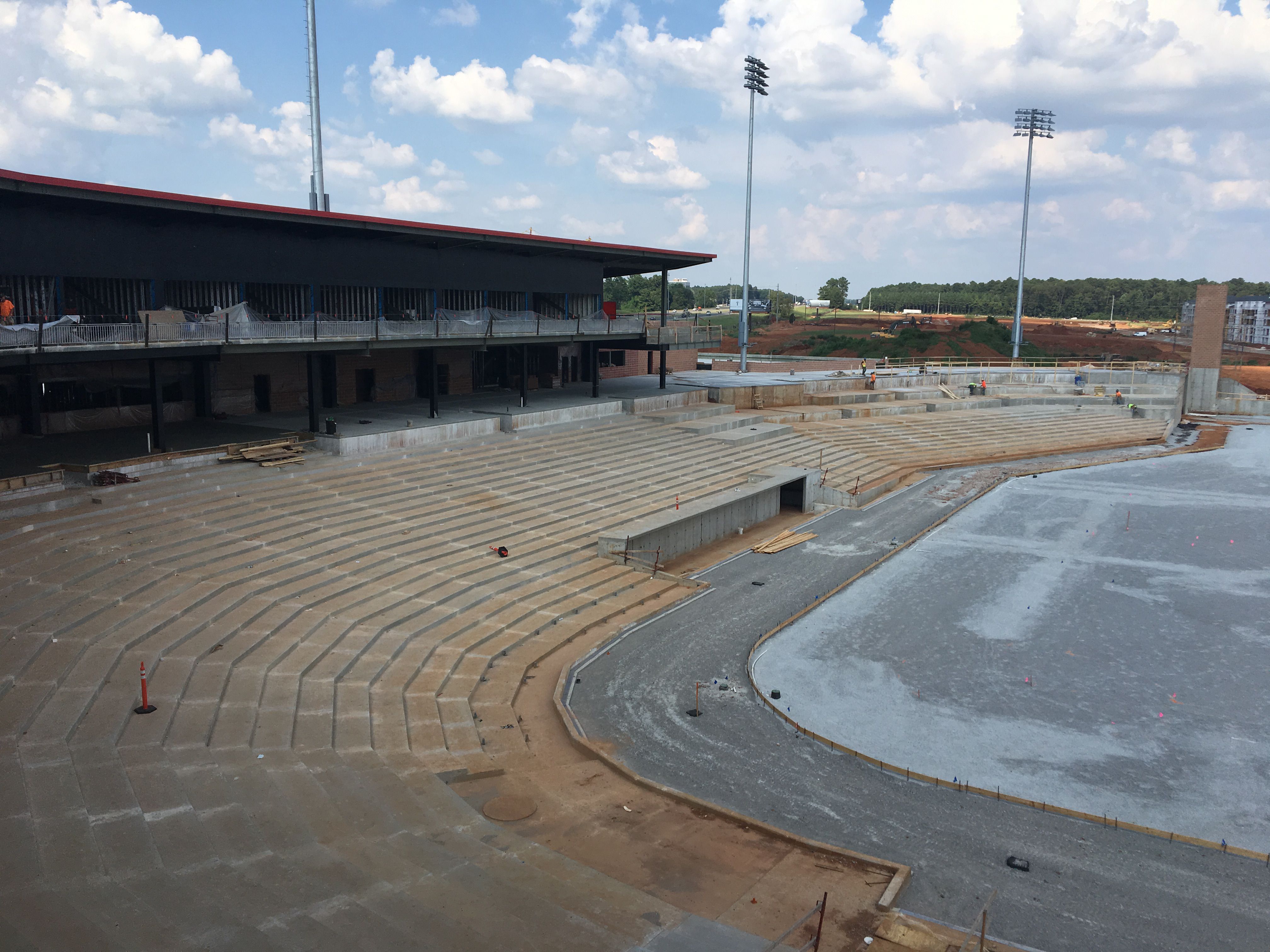 Rocket City Trash Pandas - PROGRESS! 😀 Here's a great view of the First  Base Side, the Trash Pandas Dugout, and the Stadium Club! It was taken from  the Third Base Party