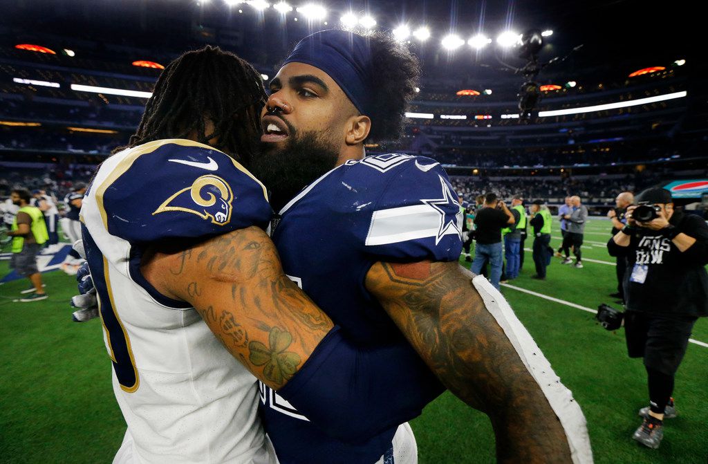 Watch Ezekiel Elliott of the Dallas Cowboys jersey swap with Todd Gurley of  LA Rams 