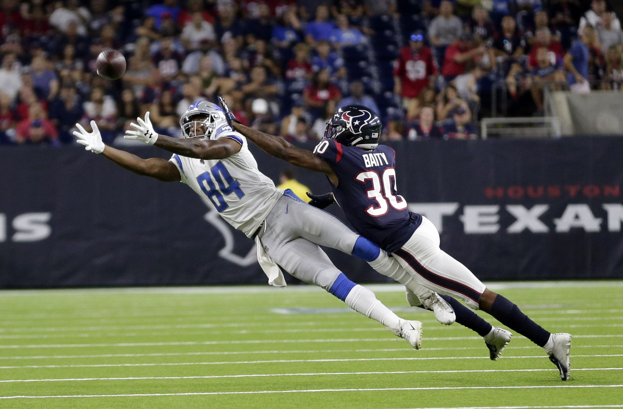 Wide receiver Travis Fulgham of the Detroit Lions jogs on the field