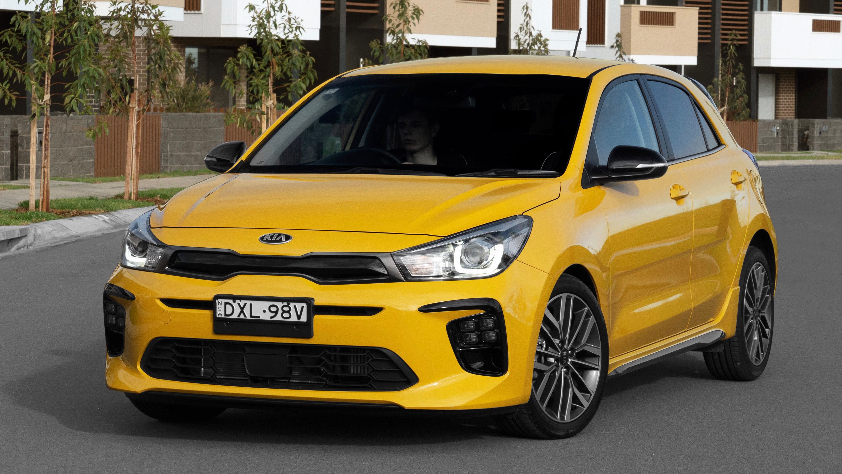 2019 Kia Rio GT-Line yellow front detail