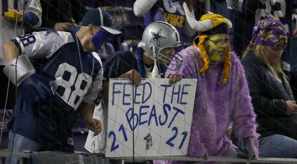 Minnesota Vikings vs. Dallas Cowboys. Fans support on NFL Game