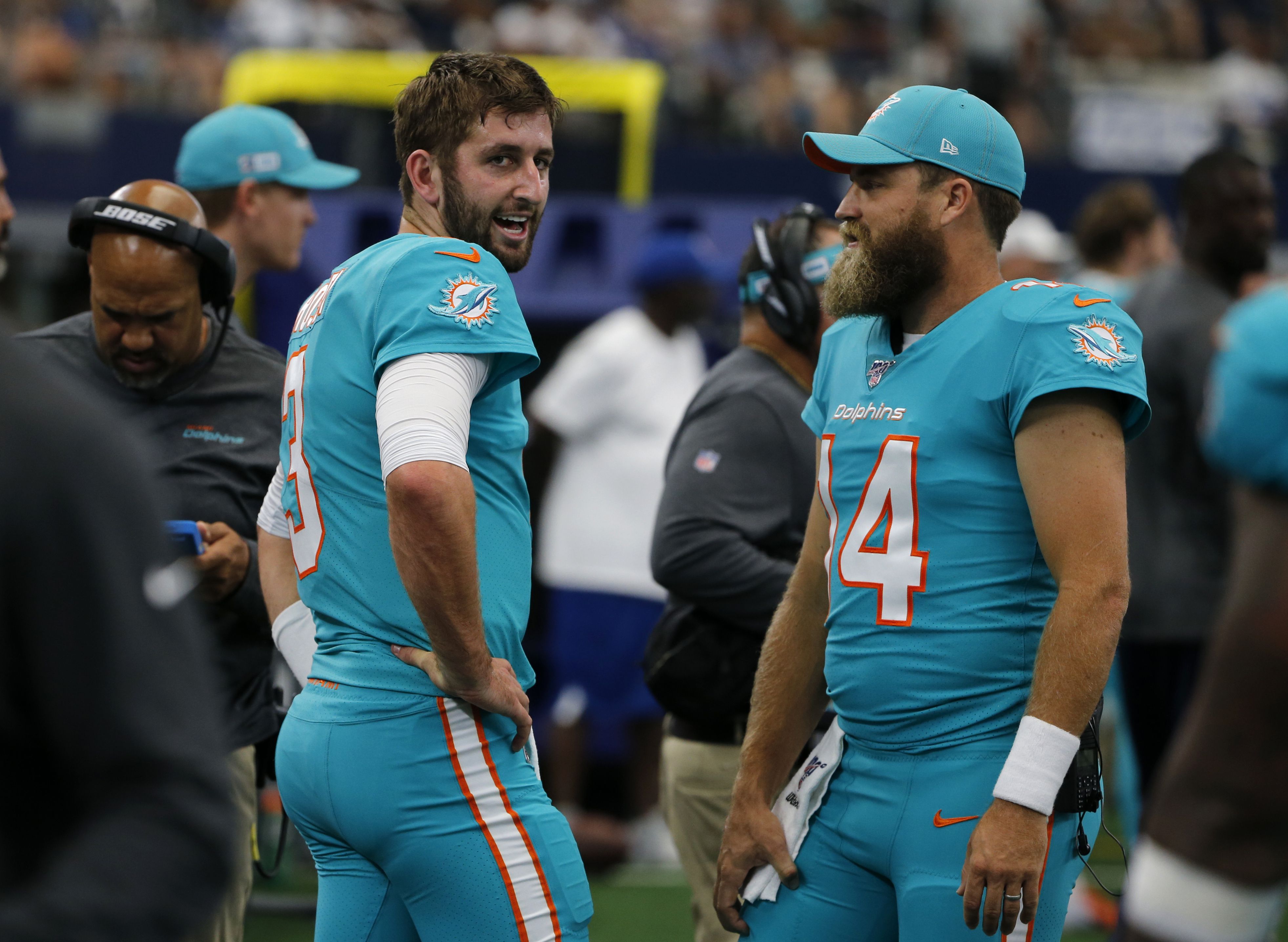 Buffalo Bills quarterback Ryan Fitzpatrick sets to throw during