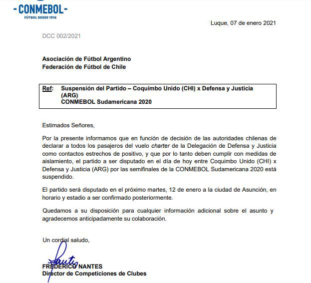 comunicado conmebol