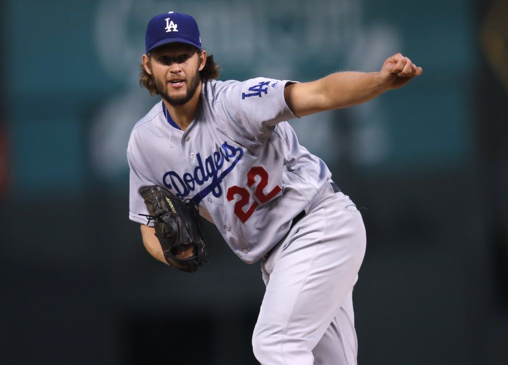 Los Angeles Dodgers starting pitcher Clayton Kershaw delivers a pitch