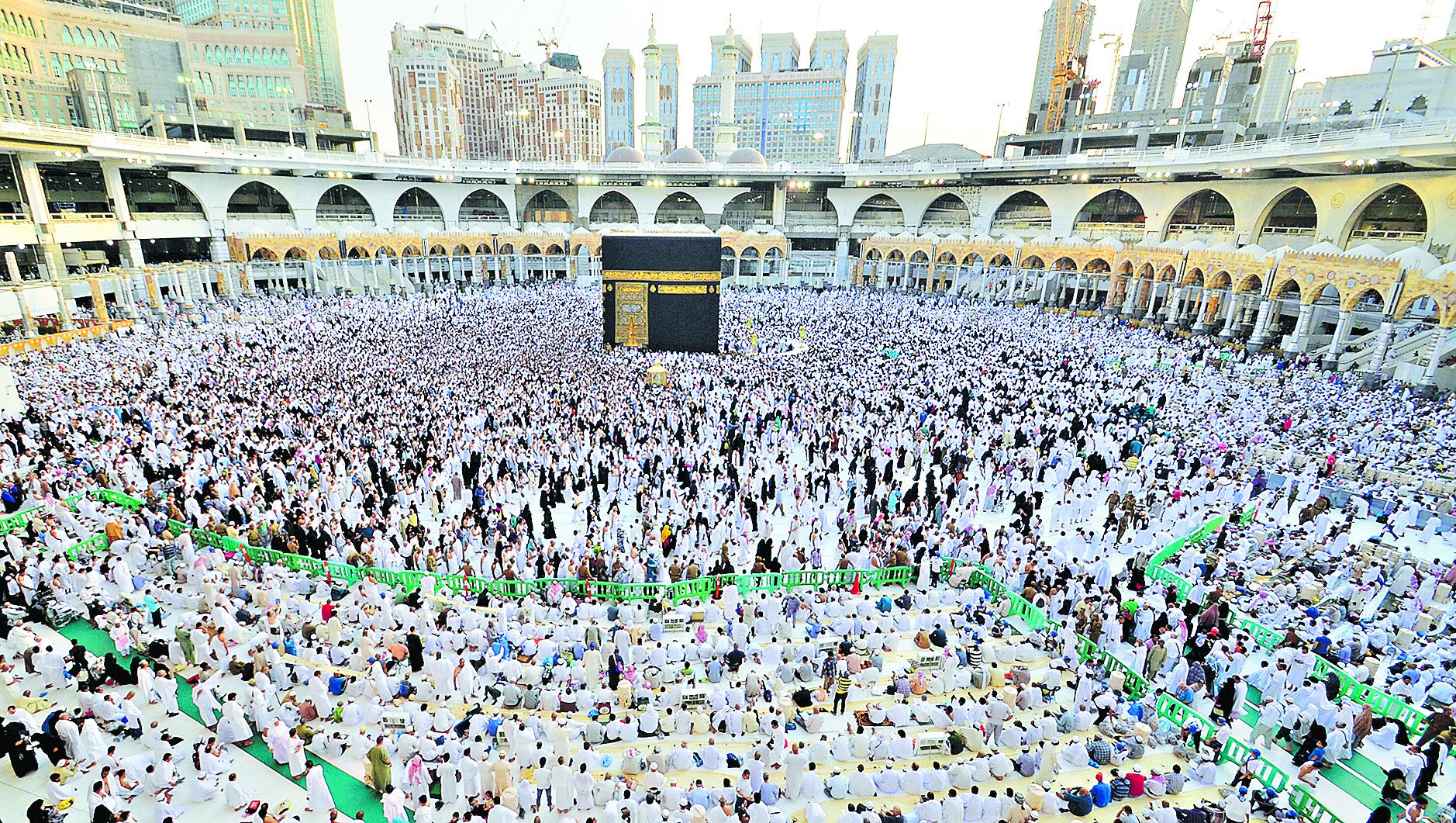 Muslims gather around the Kaaba inside the Grand Mosque during the holy fasting month of Ramadan in Mecca