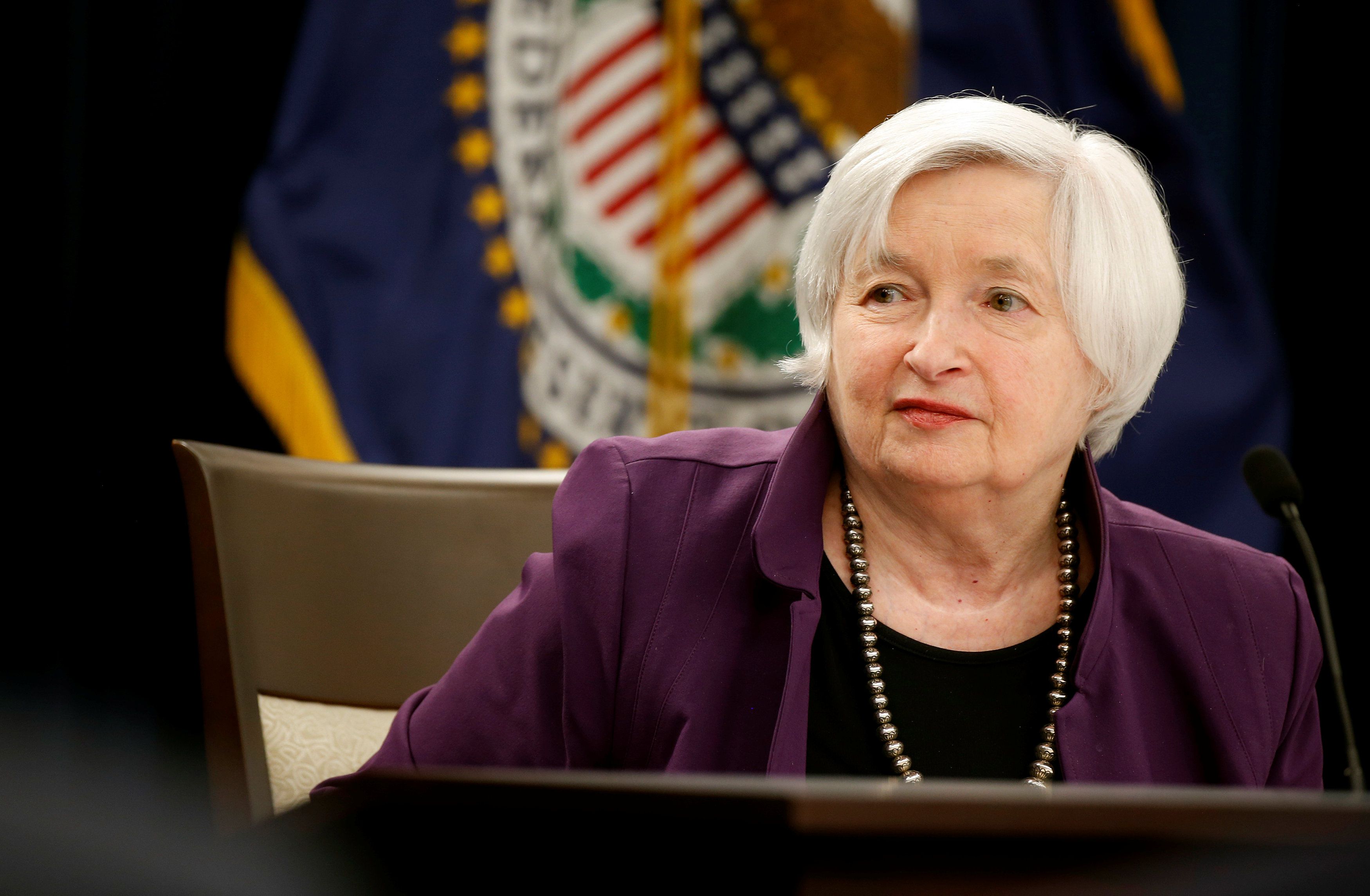 Federal Reserve Board Chairwoman Janet Yellen speaks during a news conference after the Fed releases its monetary policy decisions in Washington