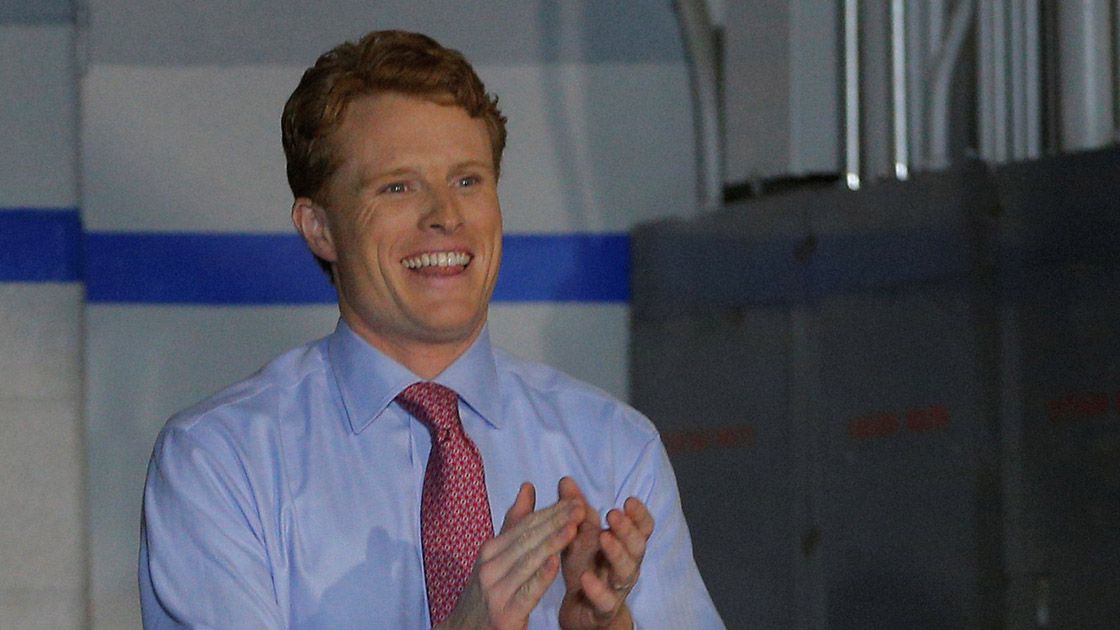 U.S. Rep. Joe Kennedy III (D-MA) takes the stage to deliver the Democratic rebuttal to U.S. President Donald Trump's State of the Union address in Fall River