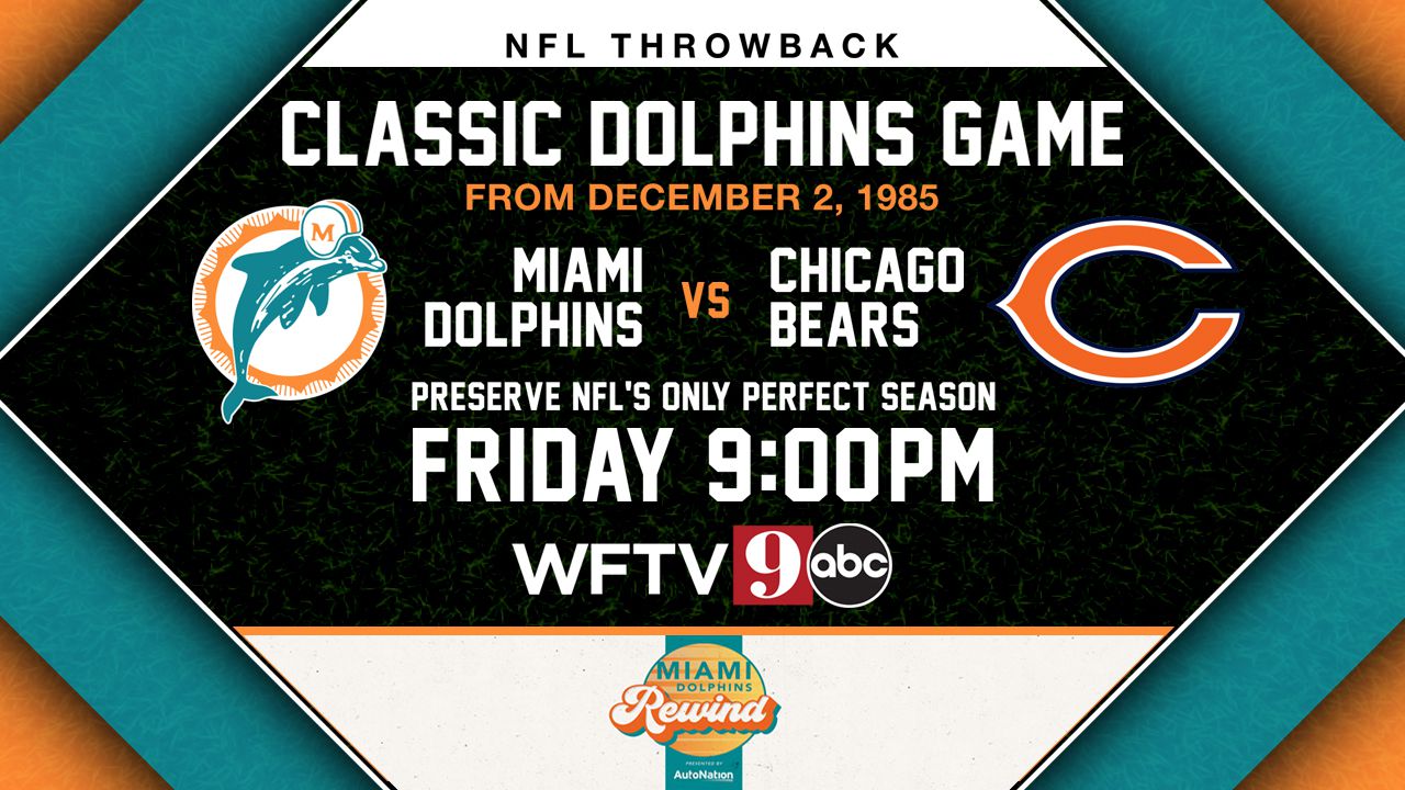 What TV channel is Miami Dolphins game on today vs. Chicago Bears