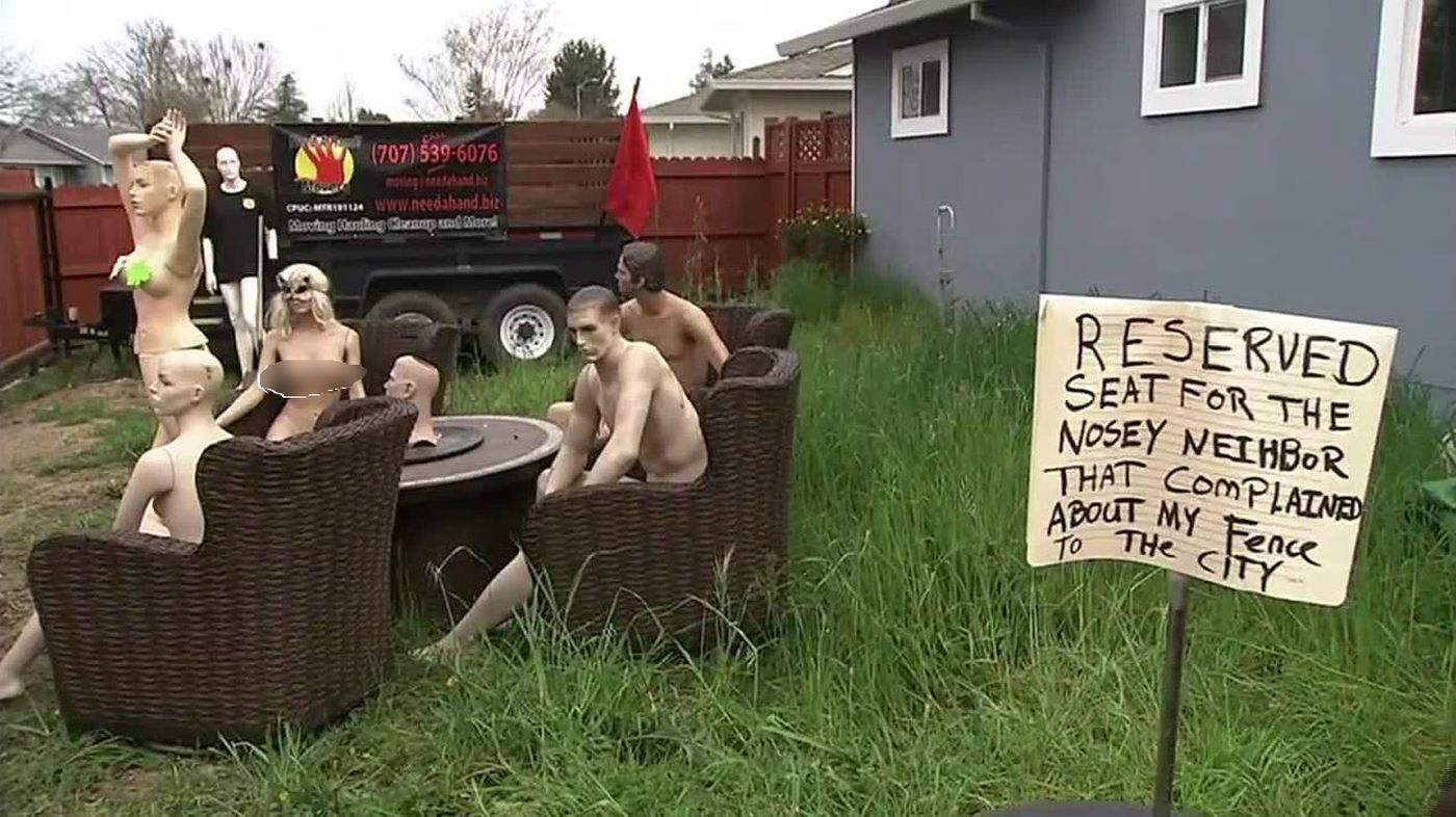 Calif. homeowner puts up nude mannequins to get back at neighbor