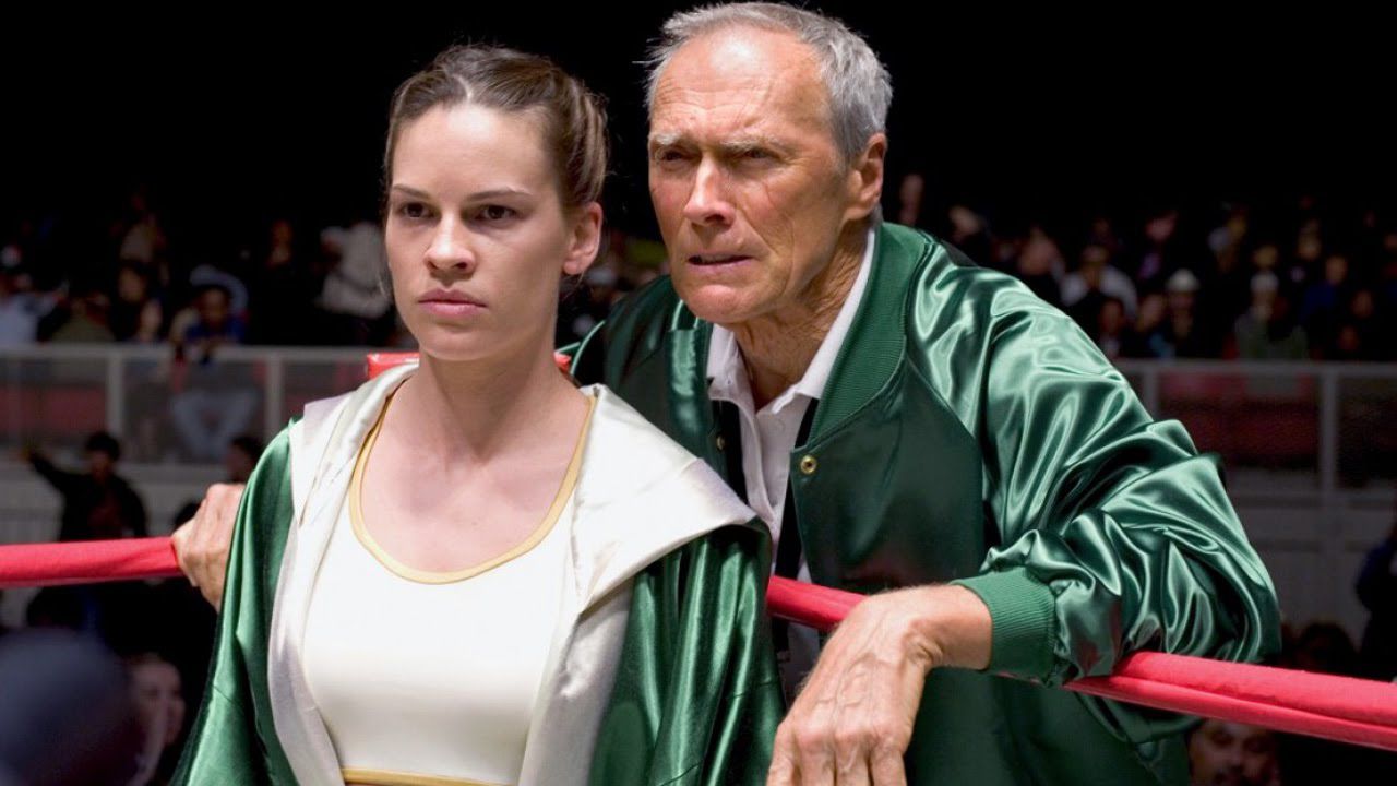 Hillary Swank y Clint Eastwood en Million Dollar Baby